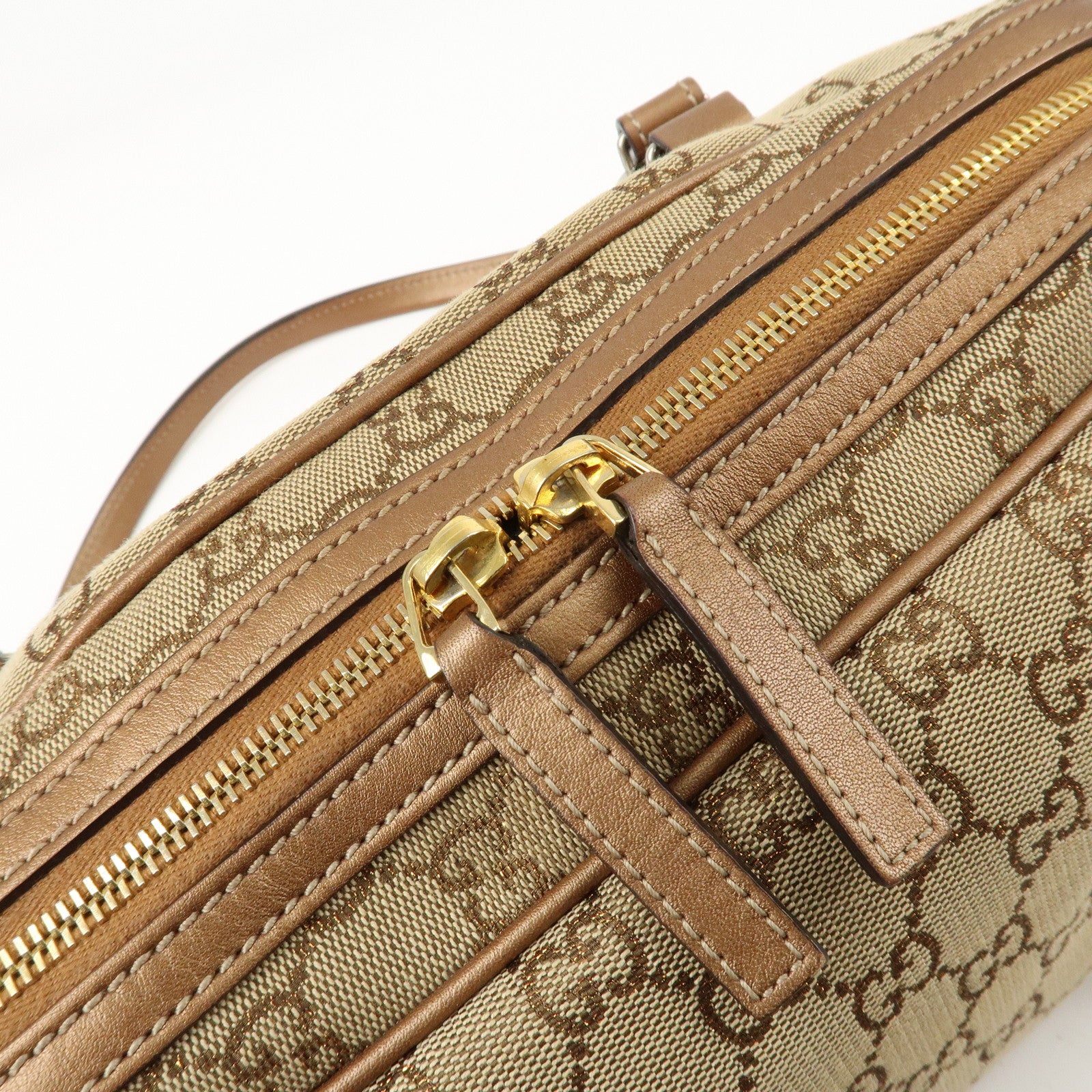 GUCCI GG Twins GG Canvas Leather Shoulder Bag Beige Brown 232958 Used