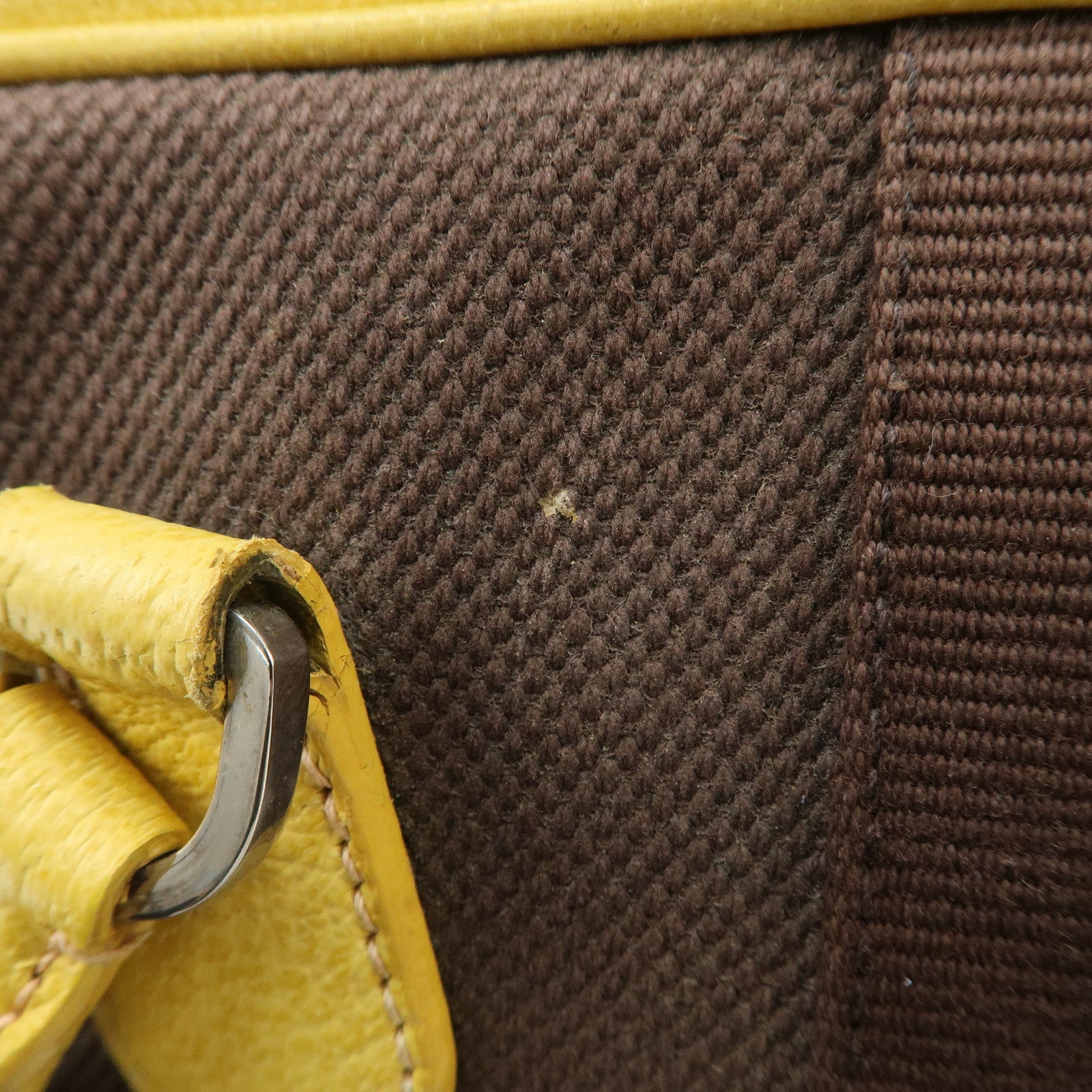 PRADA Canvas Leather Shoulder Bag Hand Bag Brown Yellow