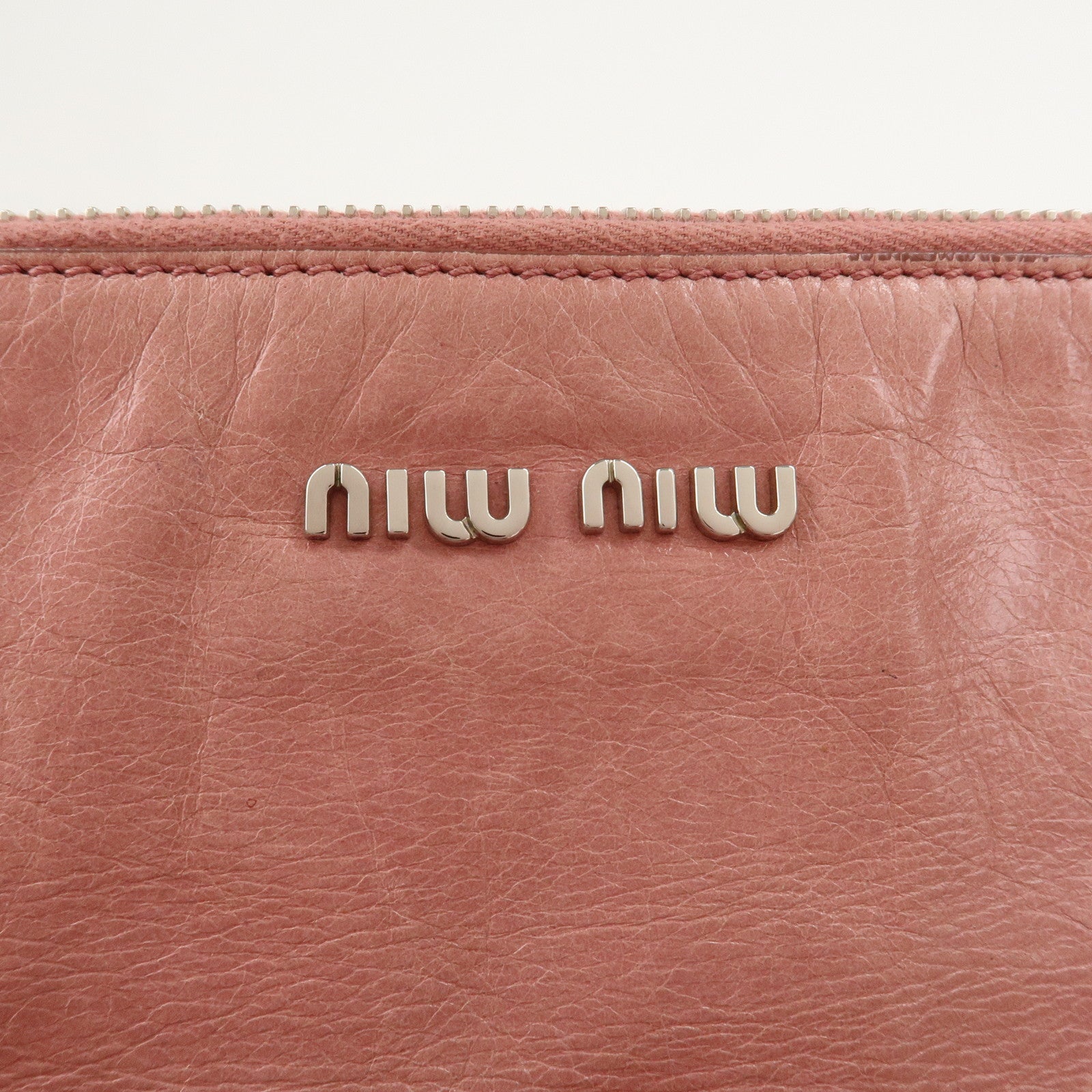 MIU MIU Leather Ribbon 2Way Shoulder Bag Hand Bag Pink RT0365 Used