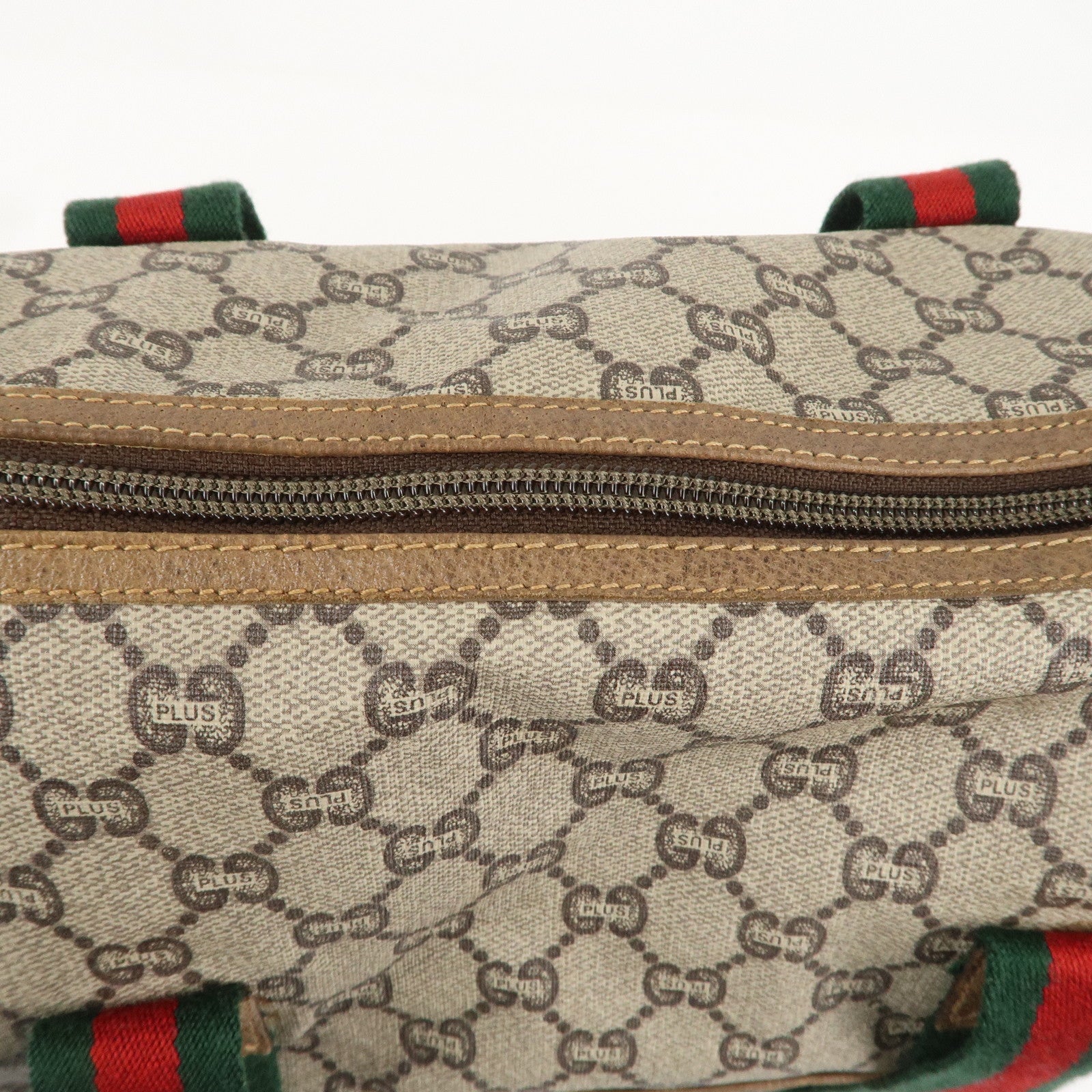 GUCCI Old Gucci Sherry GG Plus Leather Travel Bag Boston Bag