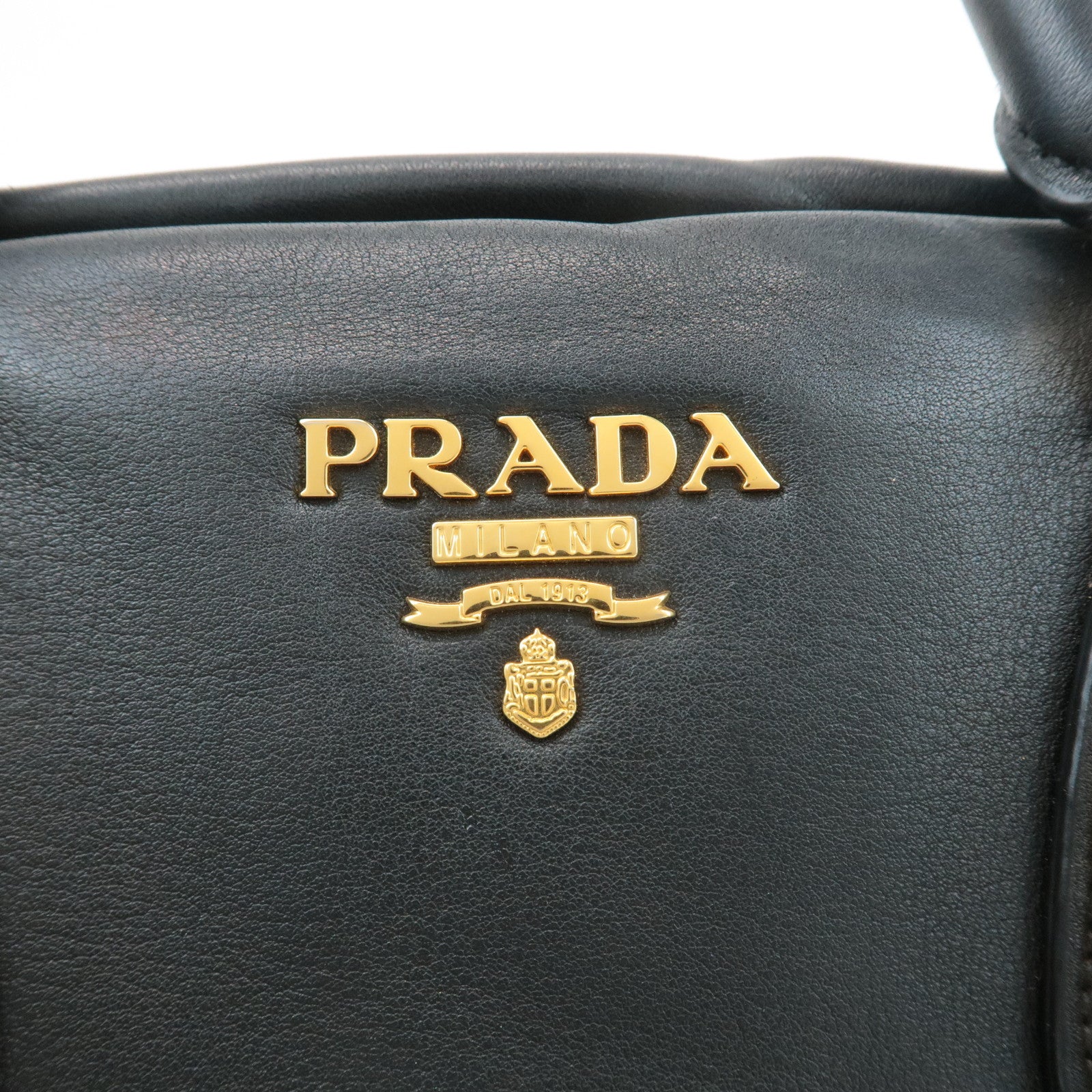 PRADA Logo Leather 2Way Tote Shoulder Bag Black BN1903 Used