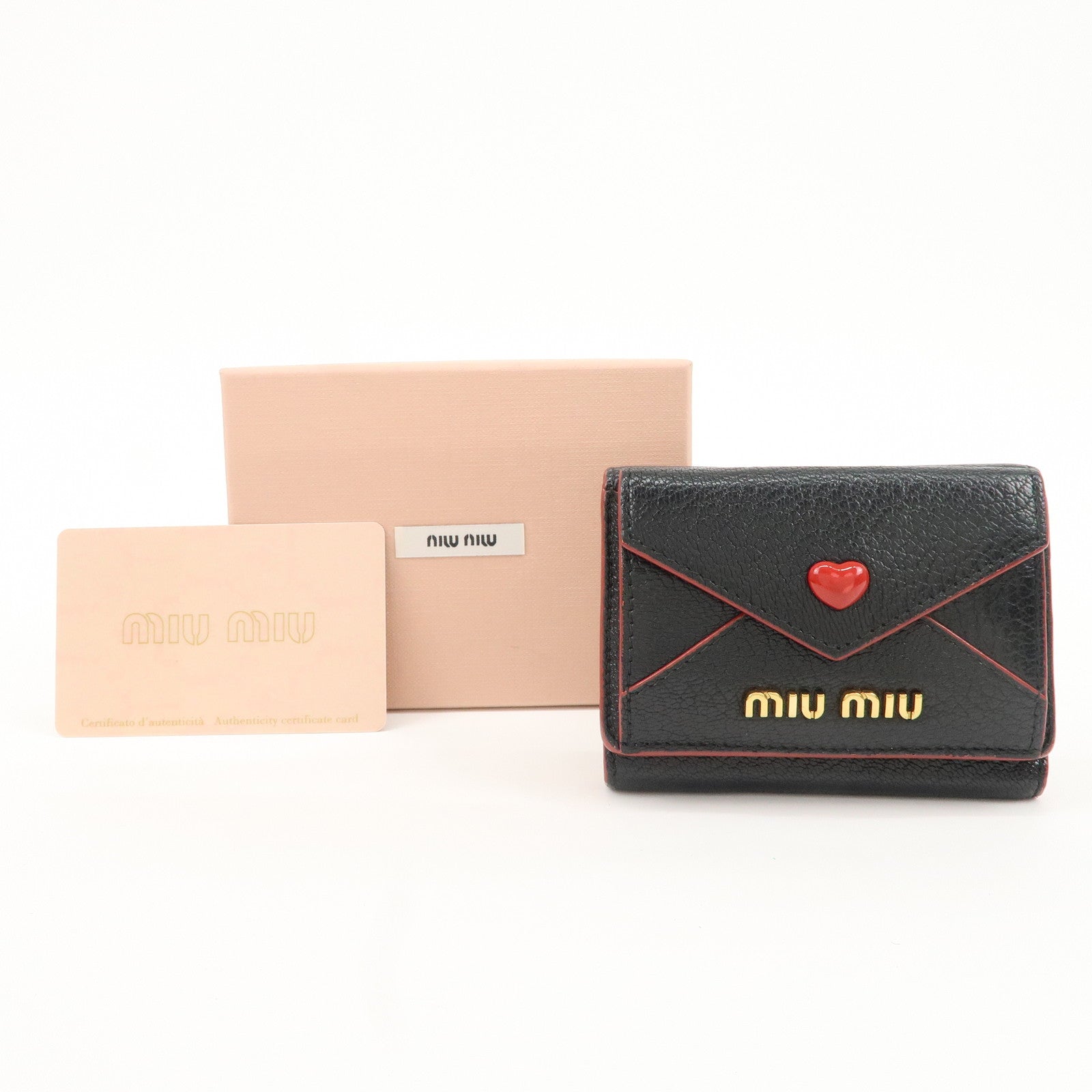 MIU MIU MADRAS LOVE Letter W Hook Wallet 5MH021 Used