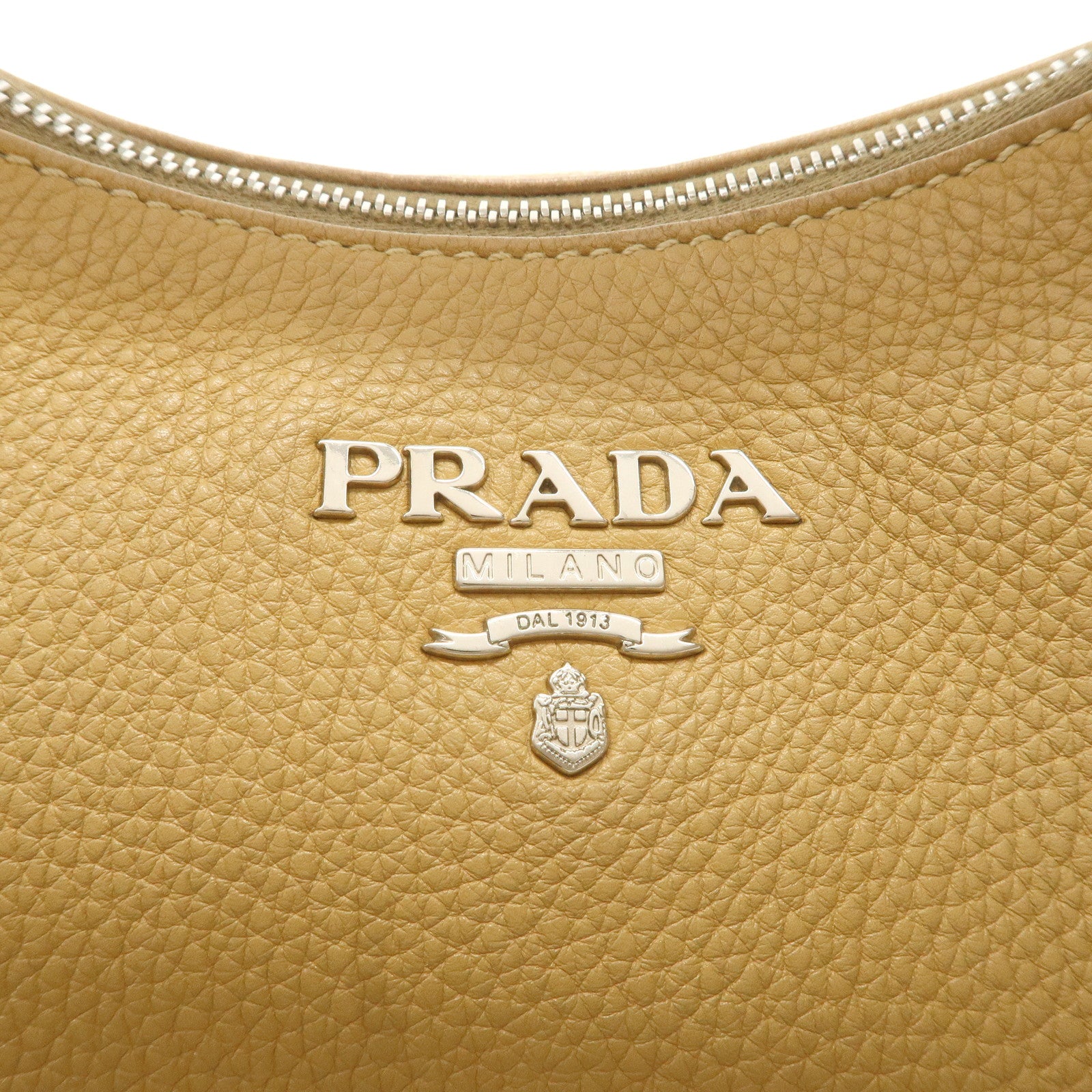 PRADA Leather Shoulder Bag Beige BR4311