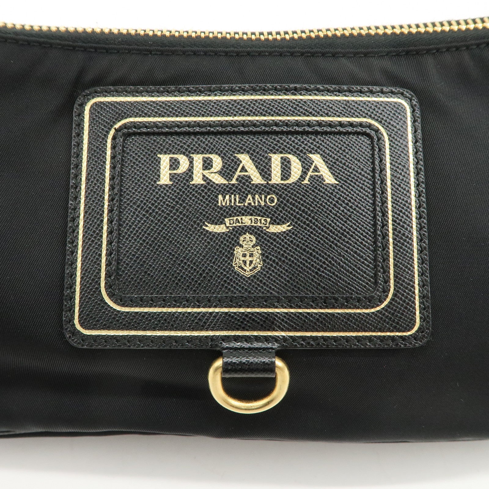 PRADA Logo Nylon Leather Shoulder Bag Pouch Hand Bag Black