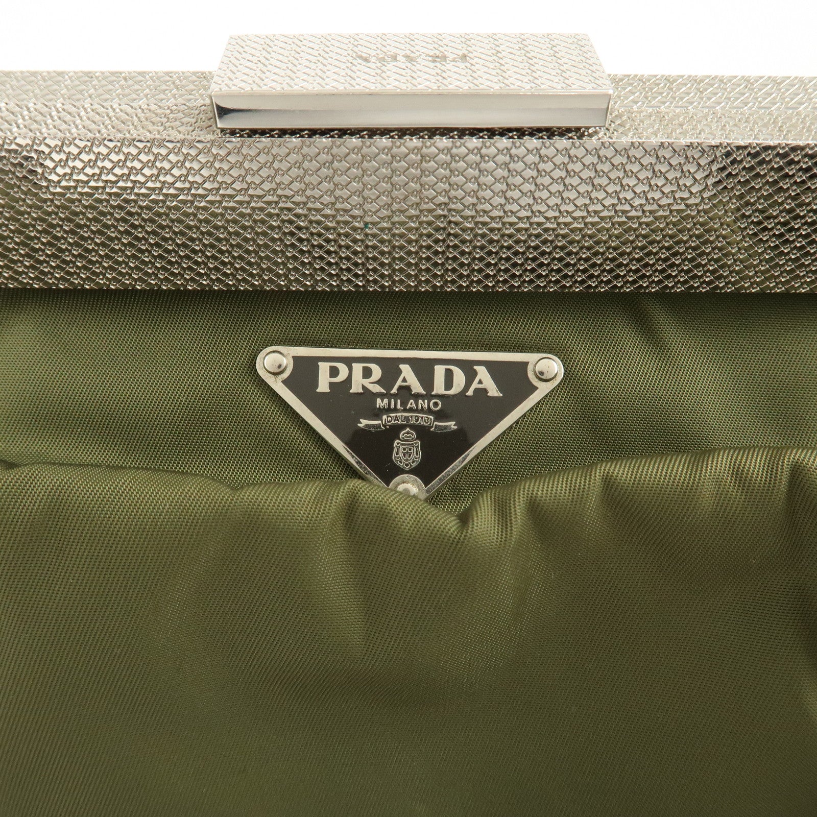 PRADA Nylon Leather Shoulder Bag Khaki Brown Green