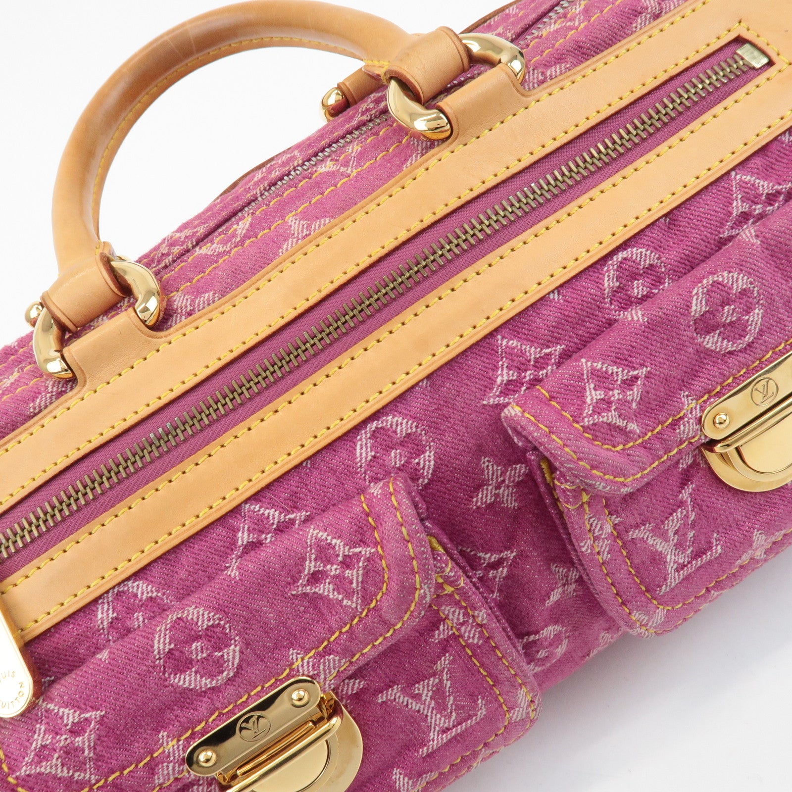 Louis Vuitton Monogram Denim Neo Speedy Boston Bag Pink M95214 Used