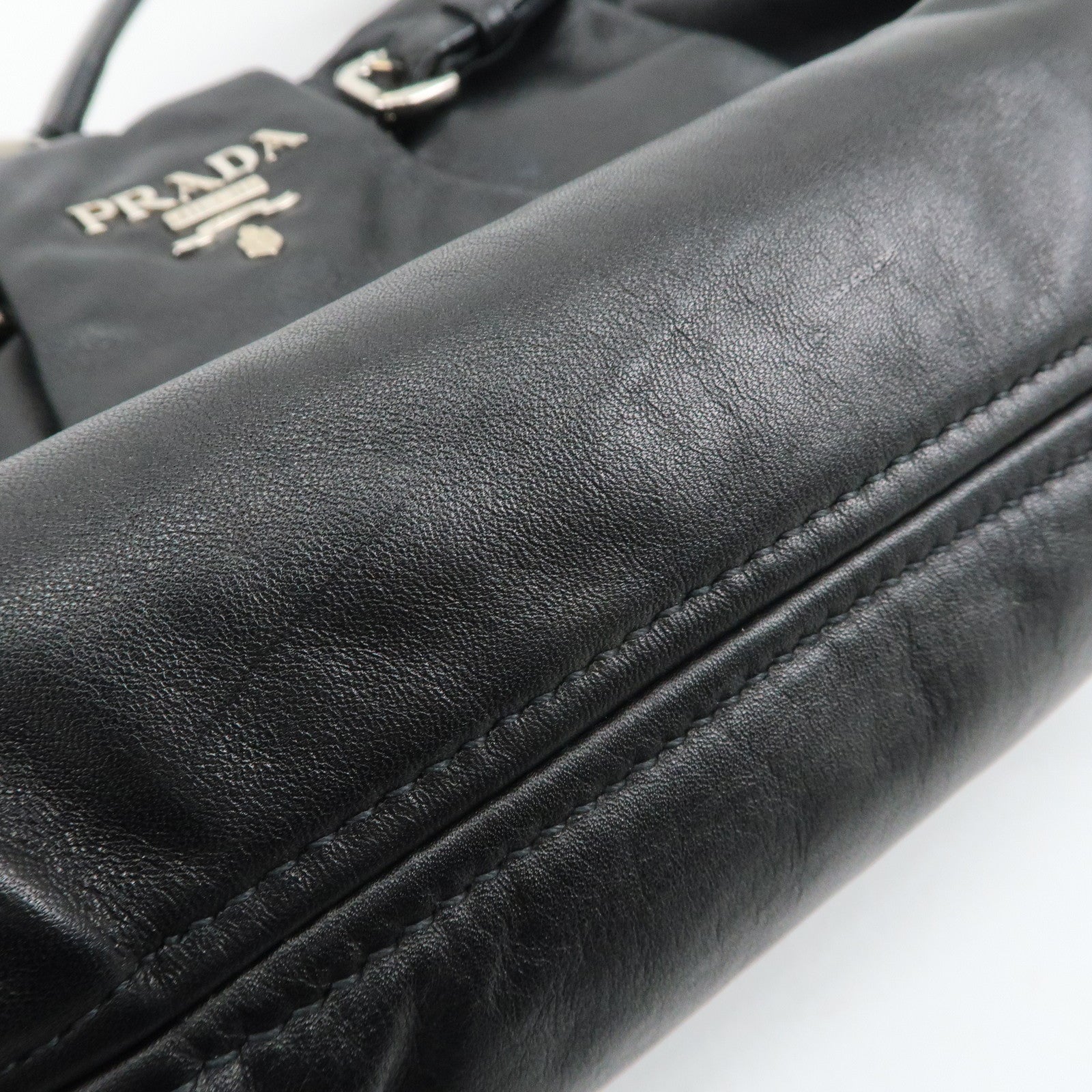 PRADA Soft Calf Leather Shoulder Bag Black BR3795