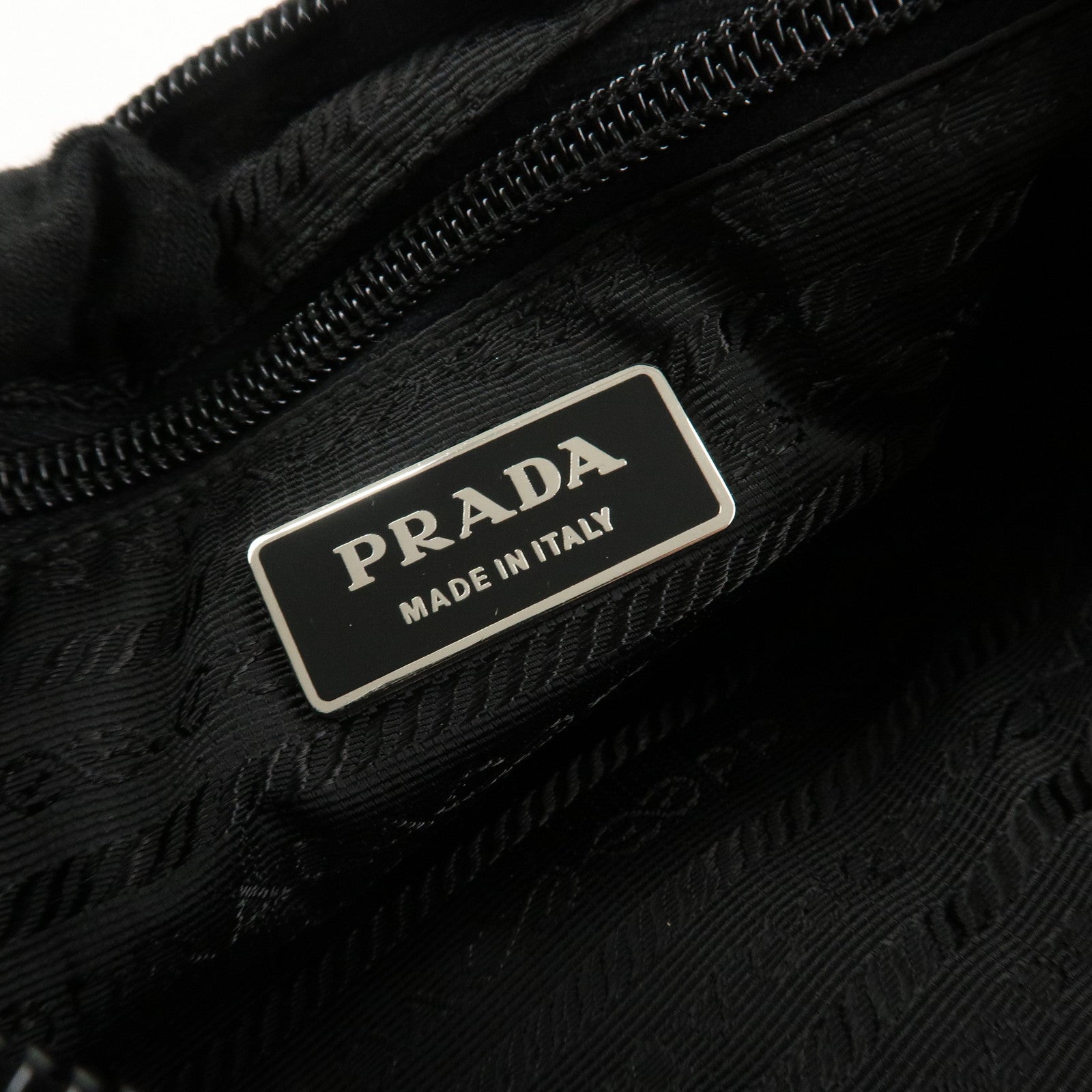 PRADA Logo Nylon Leather Clutch Bag Travel Pouch Black Used