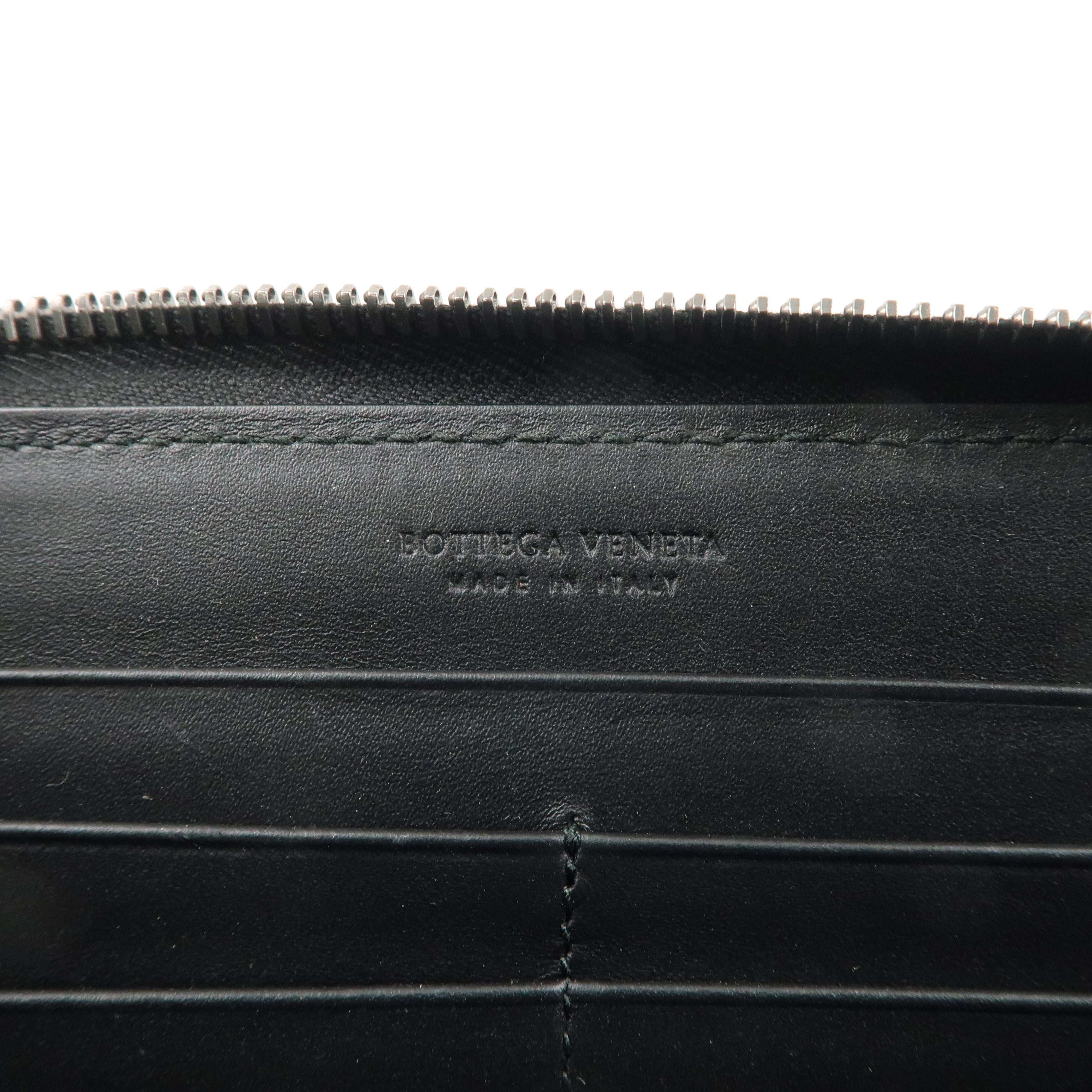 BOTTEGA VENETA Intrecciato Leather Zip Round Wallet Black 114076