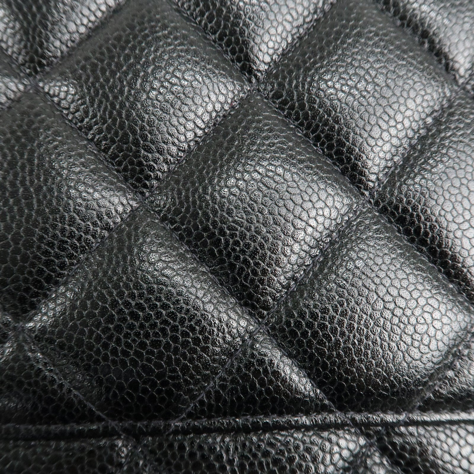 CHANEL Caviar Skin Matelasse Tote Bag Hand bag Black A01804