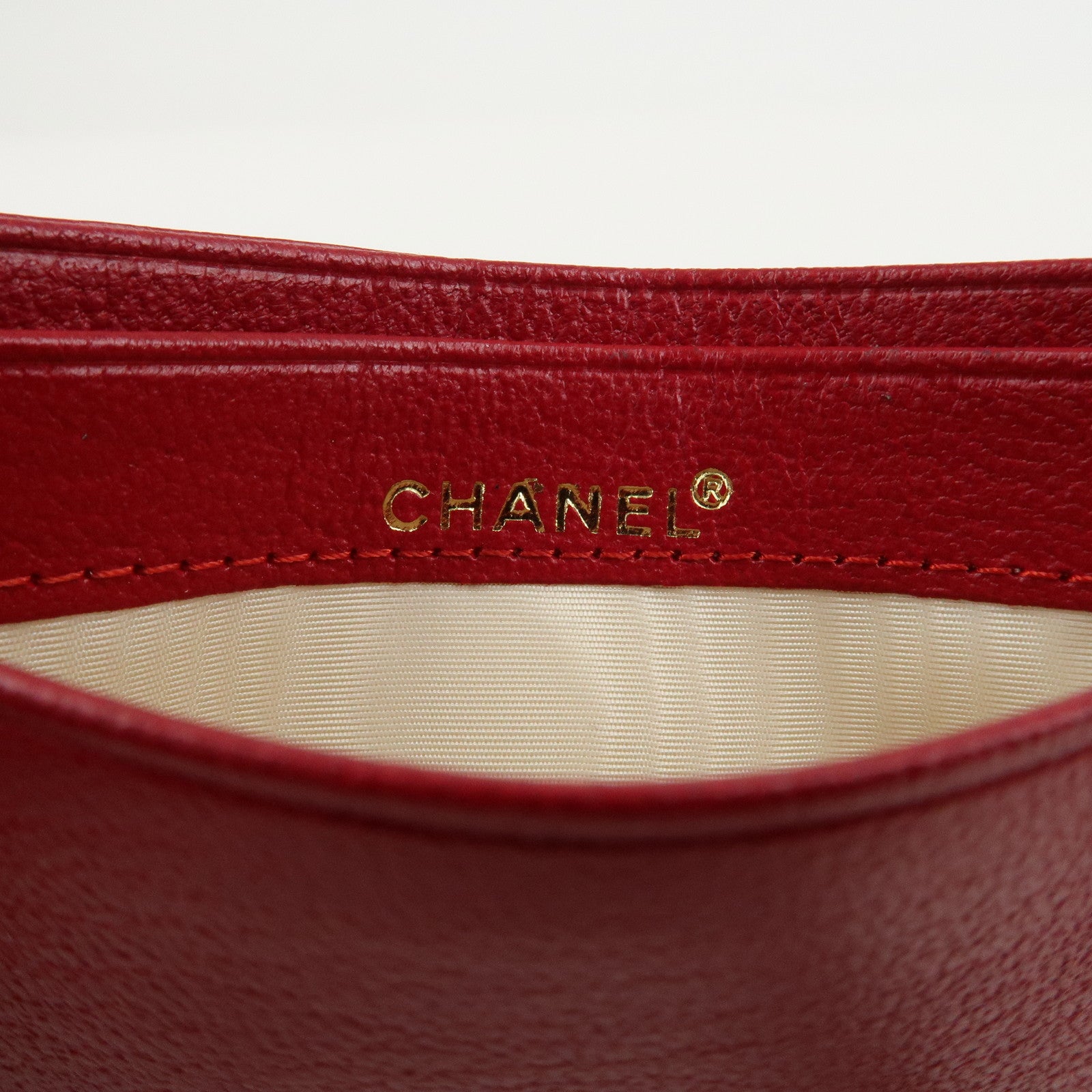 CHANEL Leather Card Case Red 7073714 Used