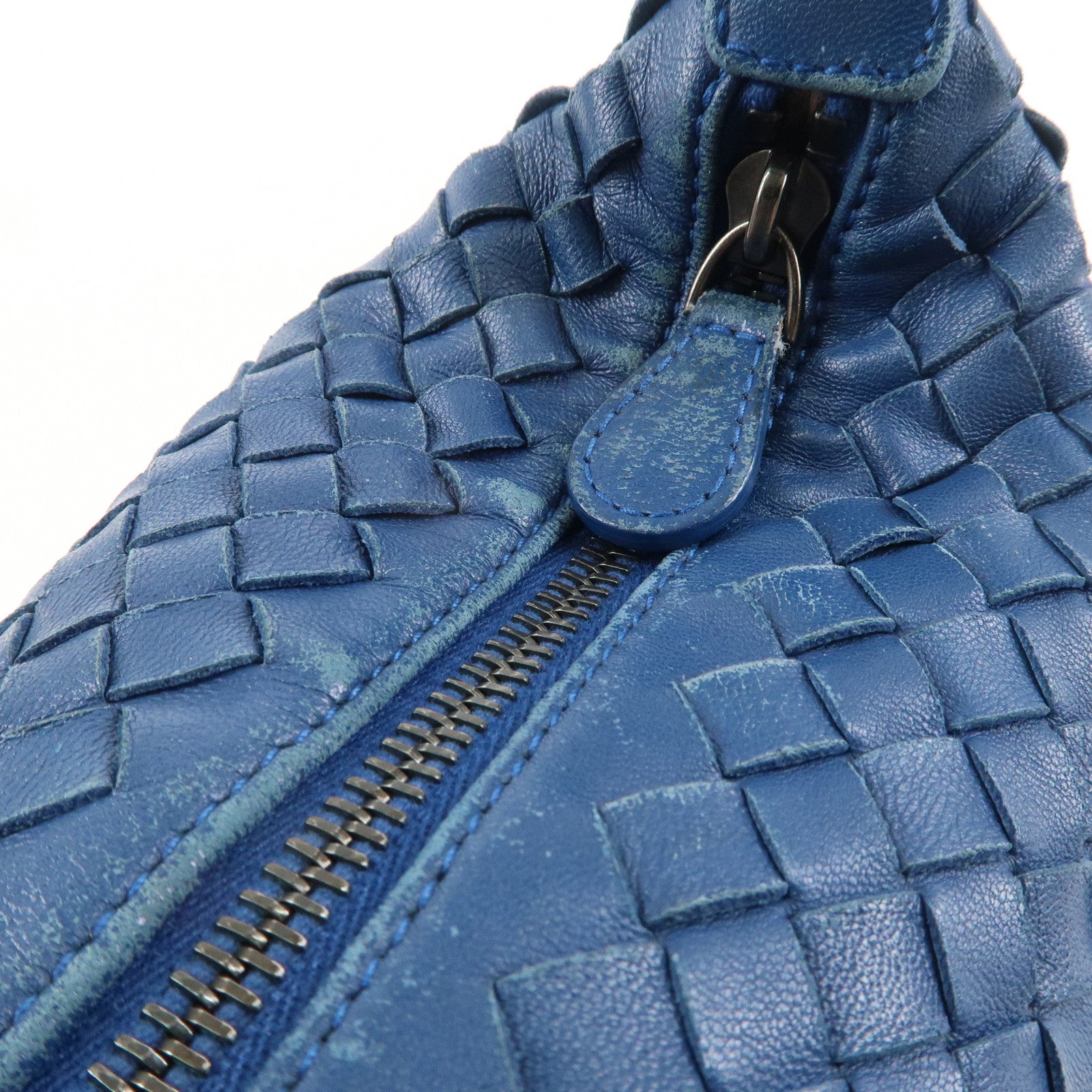 BOTTEGA VENETA Intrecciato Leather Shoulder Bag Blue 239988