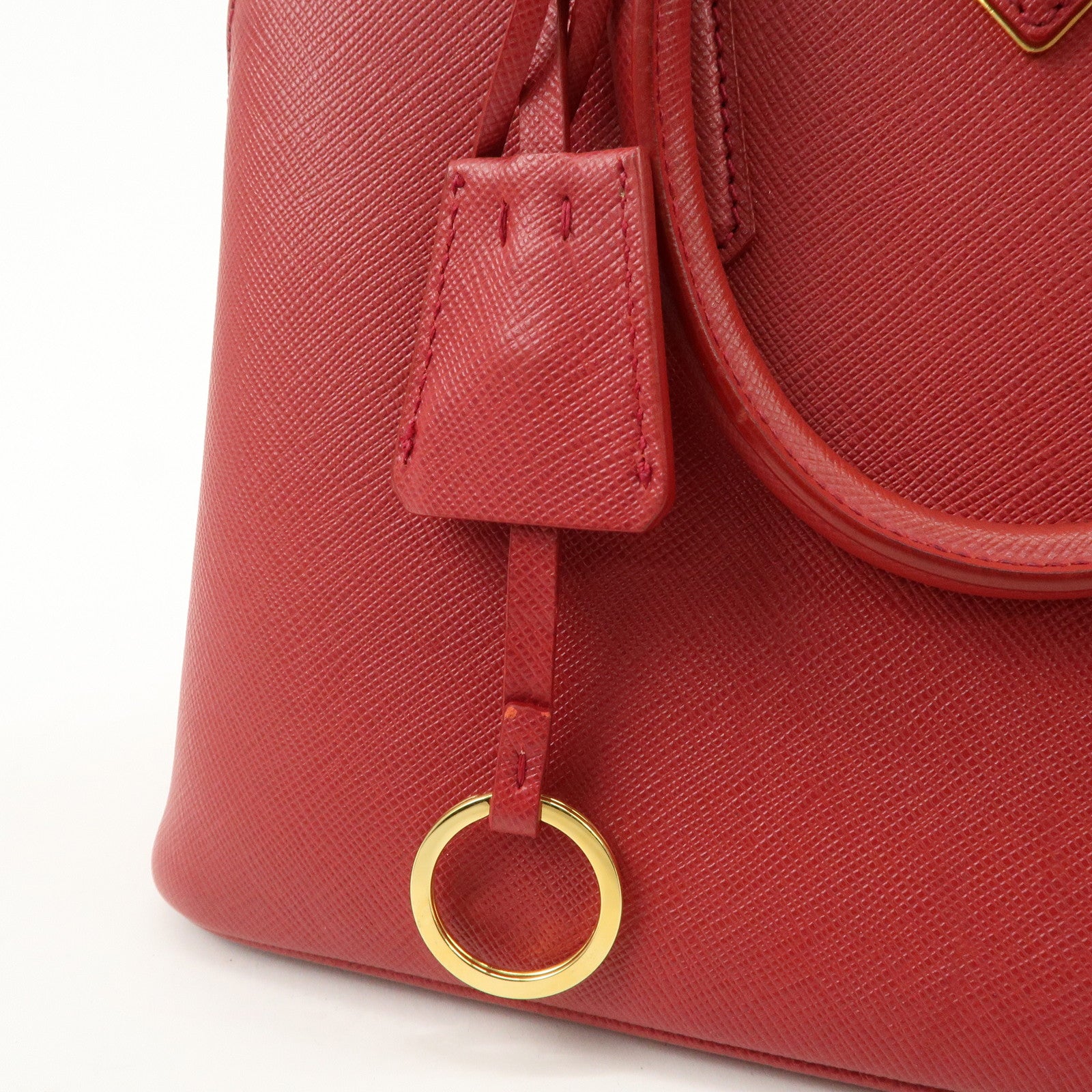 PRADA Promenade Saffiano Leather 2Way Shoulder Bag Red BL0838 Used