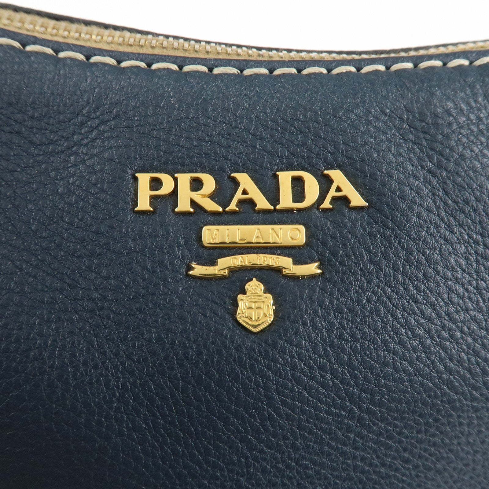 PRADA Soft Calf Leather Shoulder Bag Hand Bag Blue BR4690