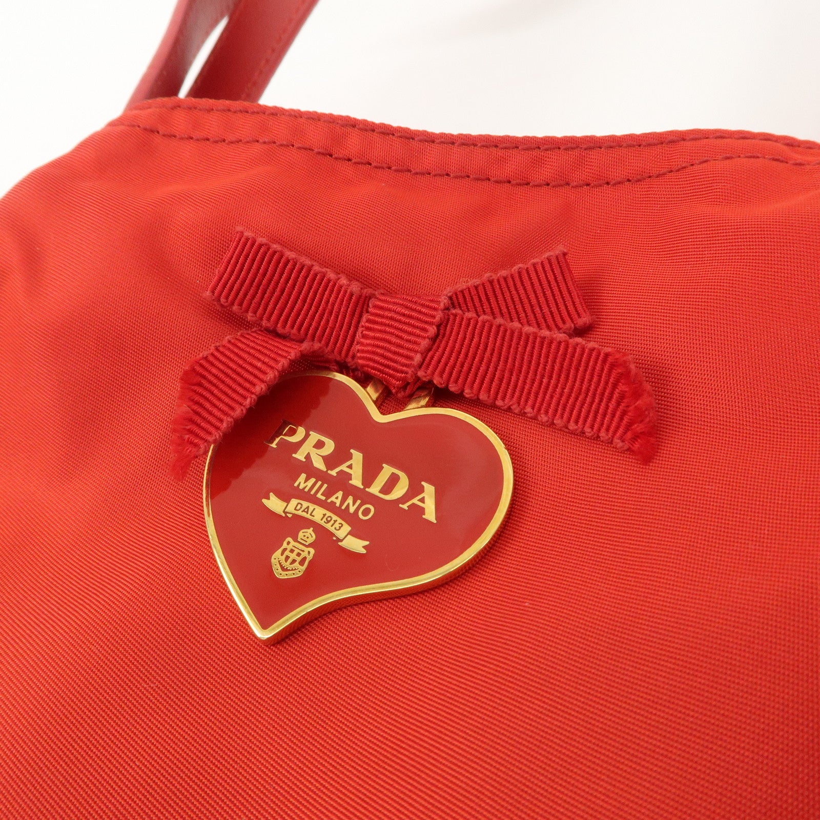 AuthenticPRADA Nylon Leaather Panda Tote Bag Shoudler Bag Red BR4249