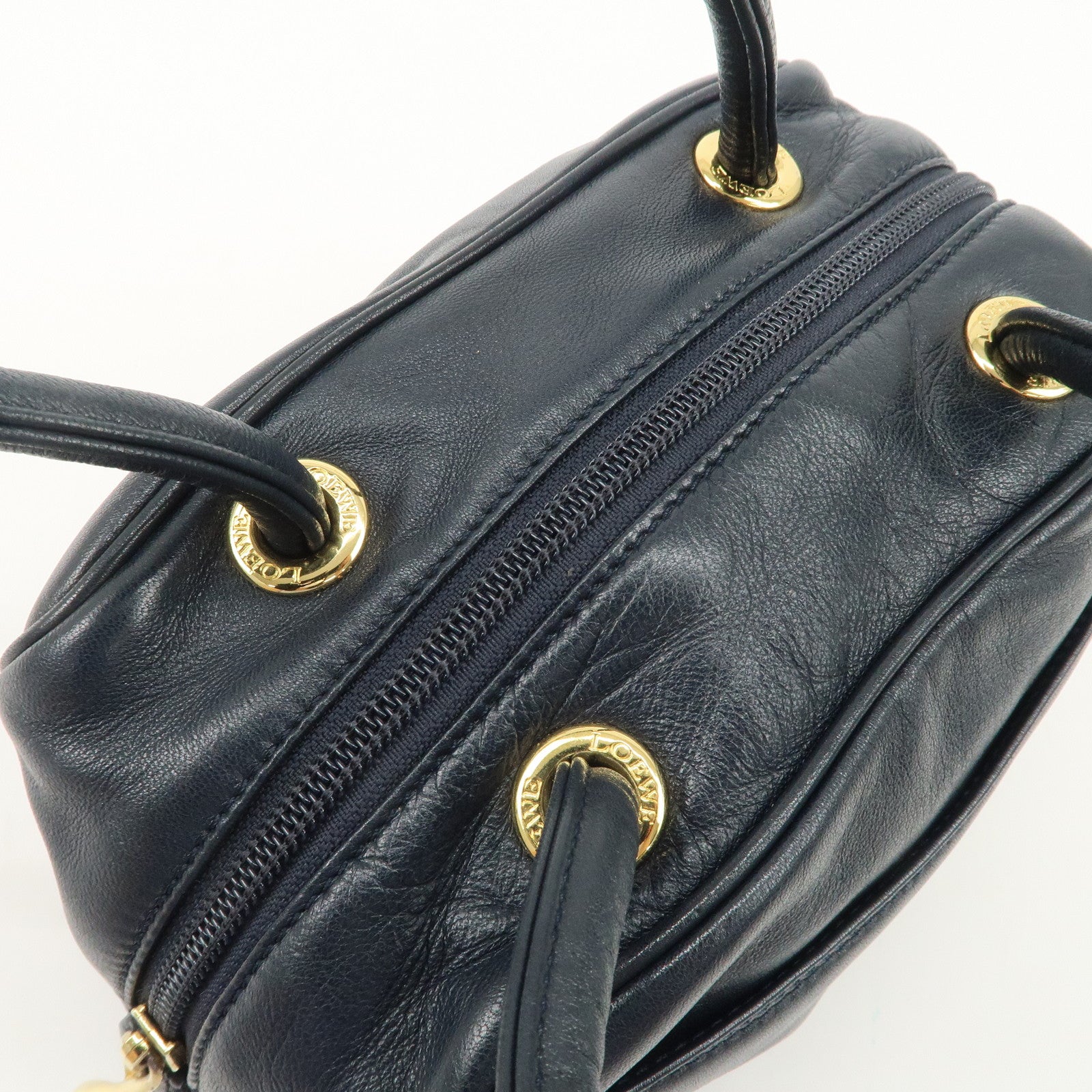 LOEWE Anagram Leather Mini Hand Bag Navy