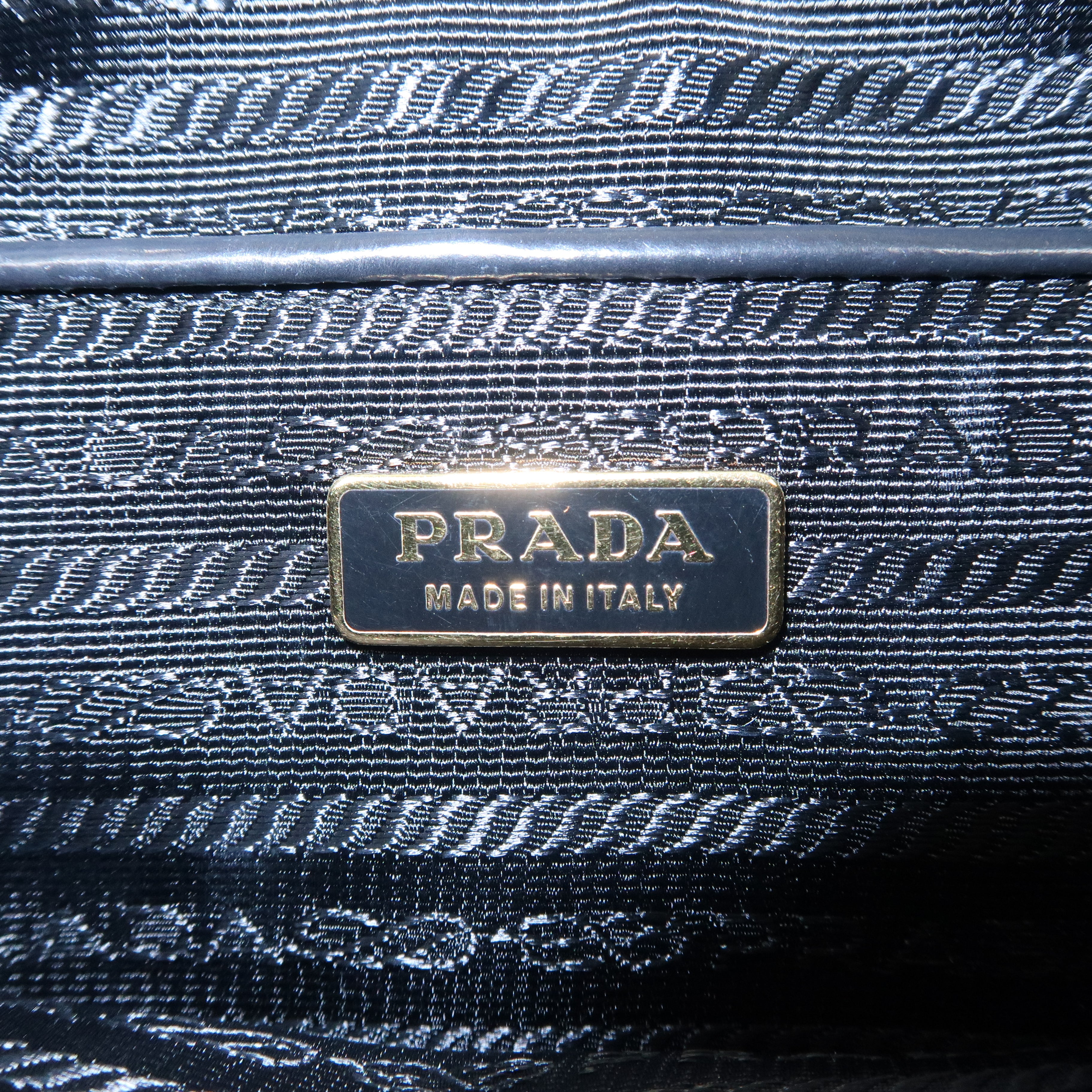 PRADA Logo Nylon Patent Leather Shoulder Bag Hand Bag Black