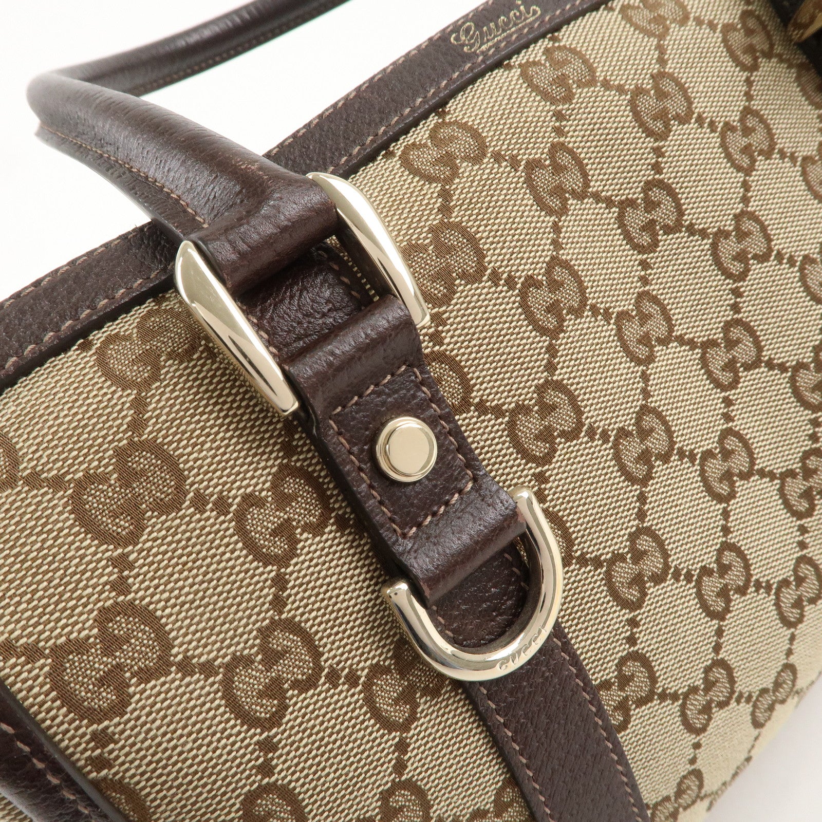 GUCCI Abbey GG Canvas Leather Mini Boston Bag Beige Ivory 130942