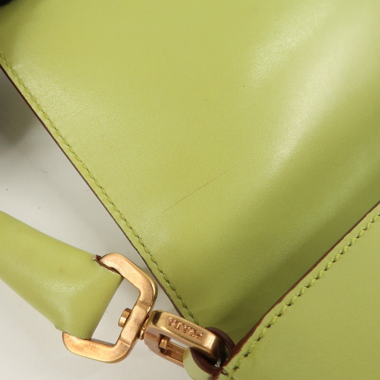 PRADA Leather Shoulder Bag Hand Bag Light Green B10689