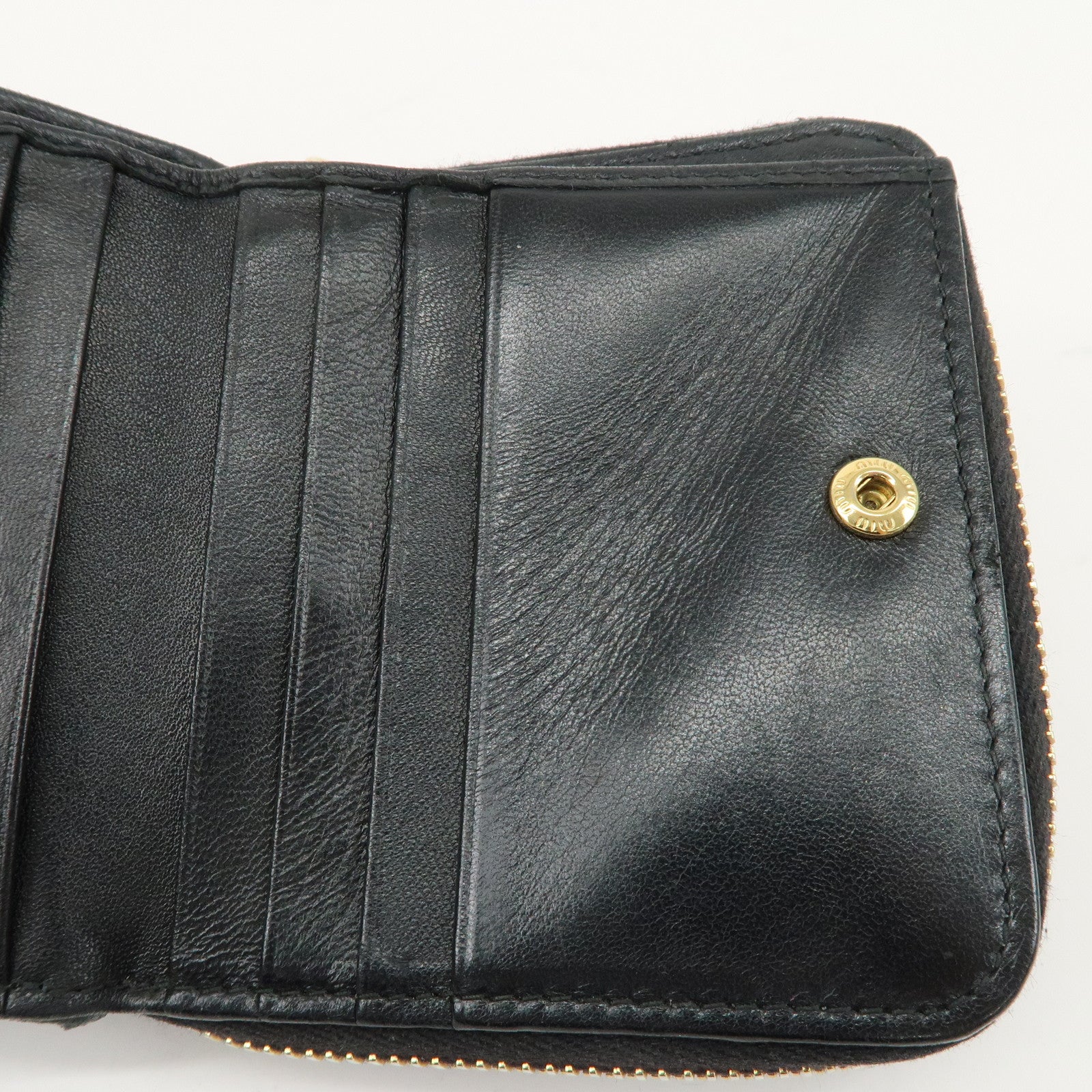 MIU MIU Matelasse Leather Bi-fold Wallet Black 5ML522 Used