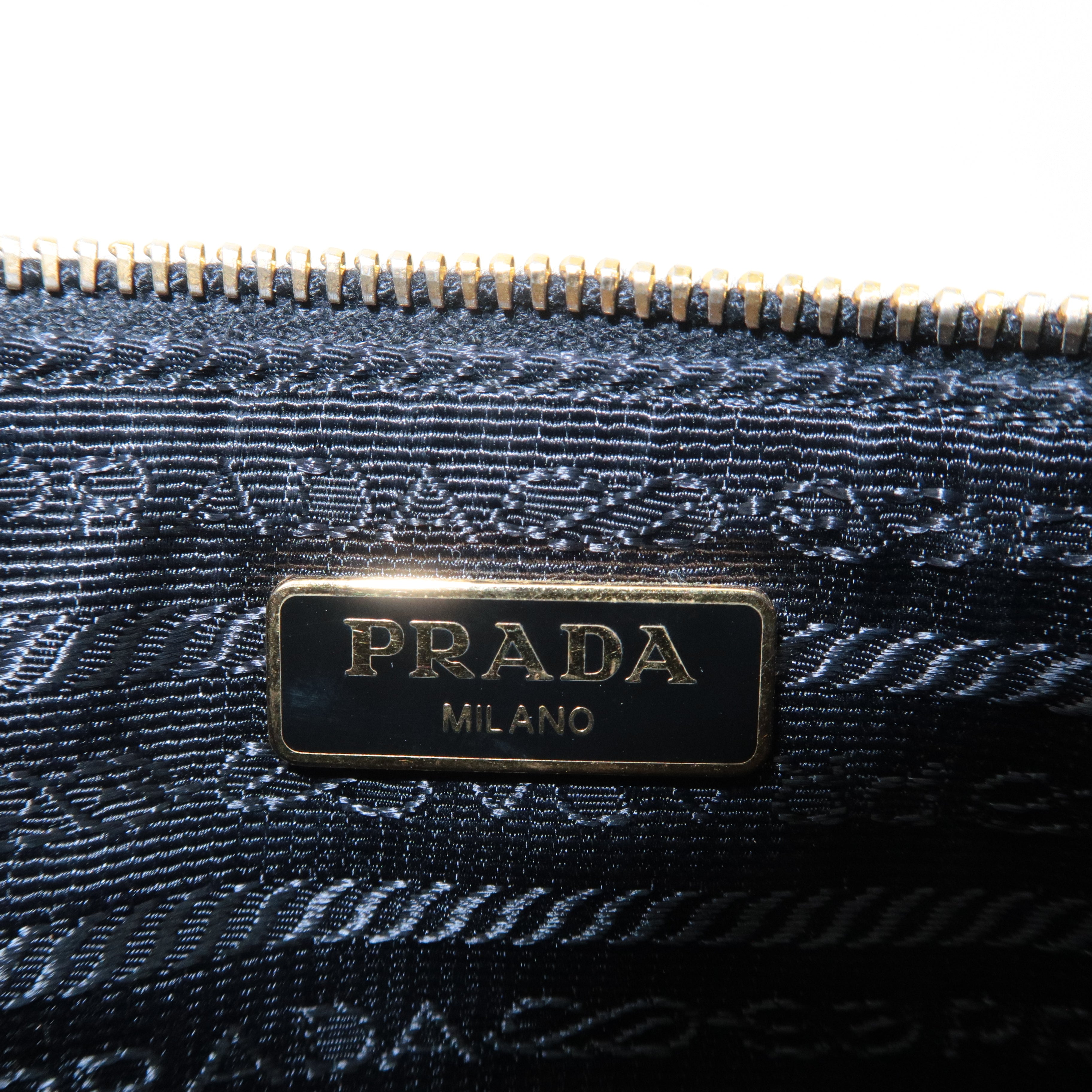 PRADA Logo Leather Pouch with Strap Shoulder Bag Black