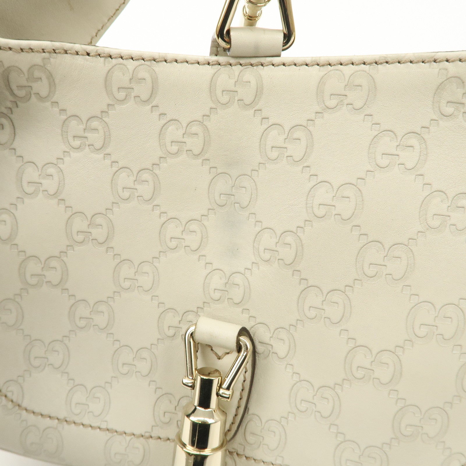 GUCCI New Jackie Guccissima Leather Shoulder Bag Ivory 141576 Used