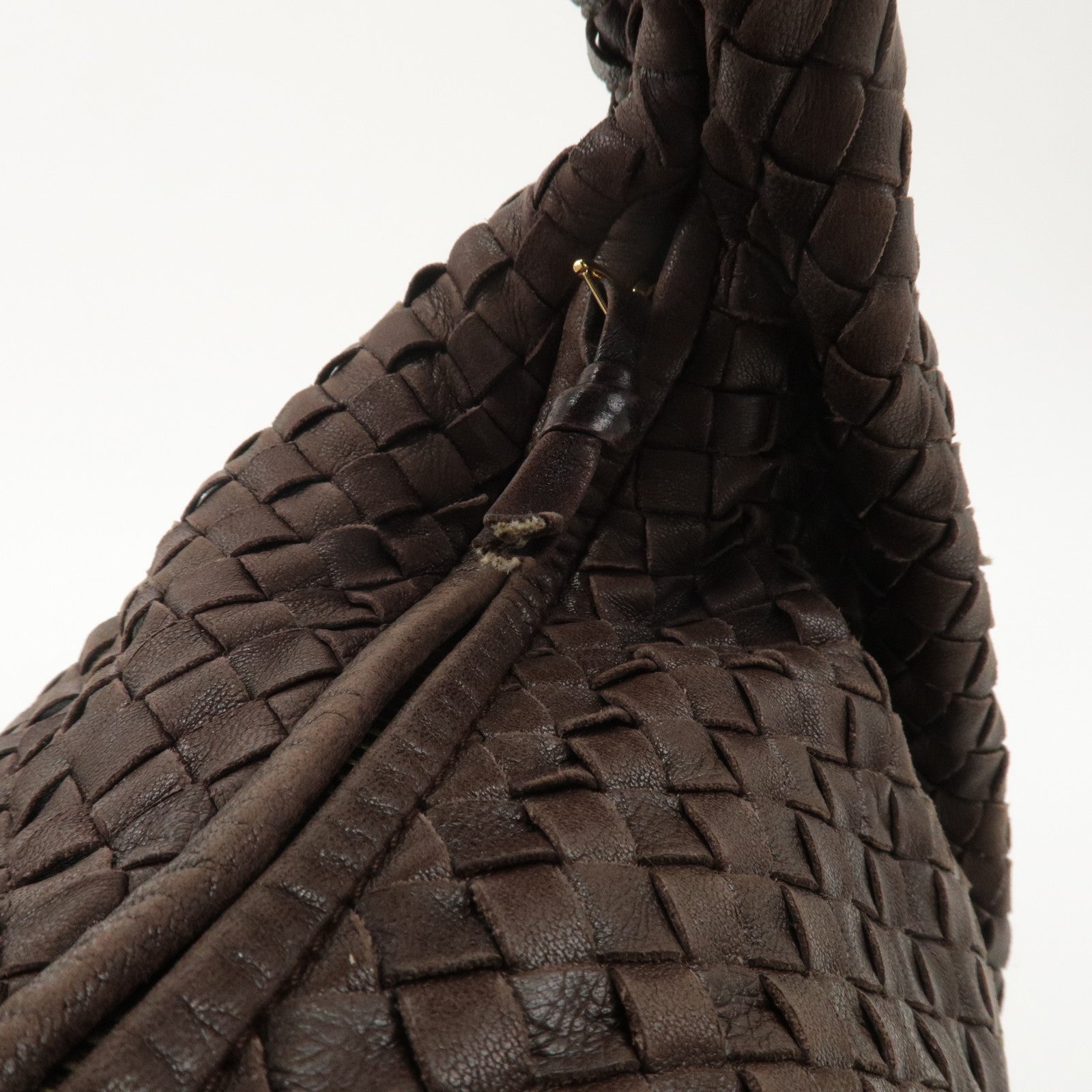 BOTTEGA VENETA Intrecciato Hobo Leather Shoulder Bag Brown 115654