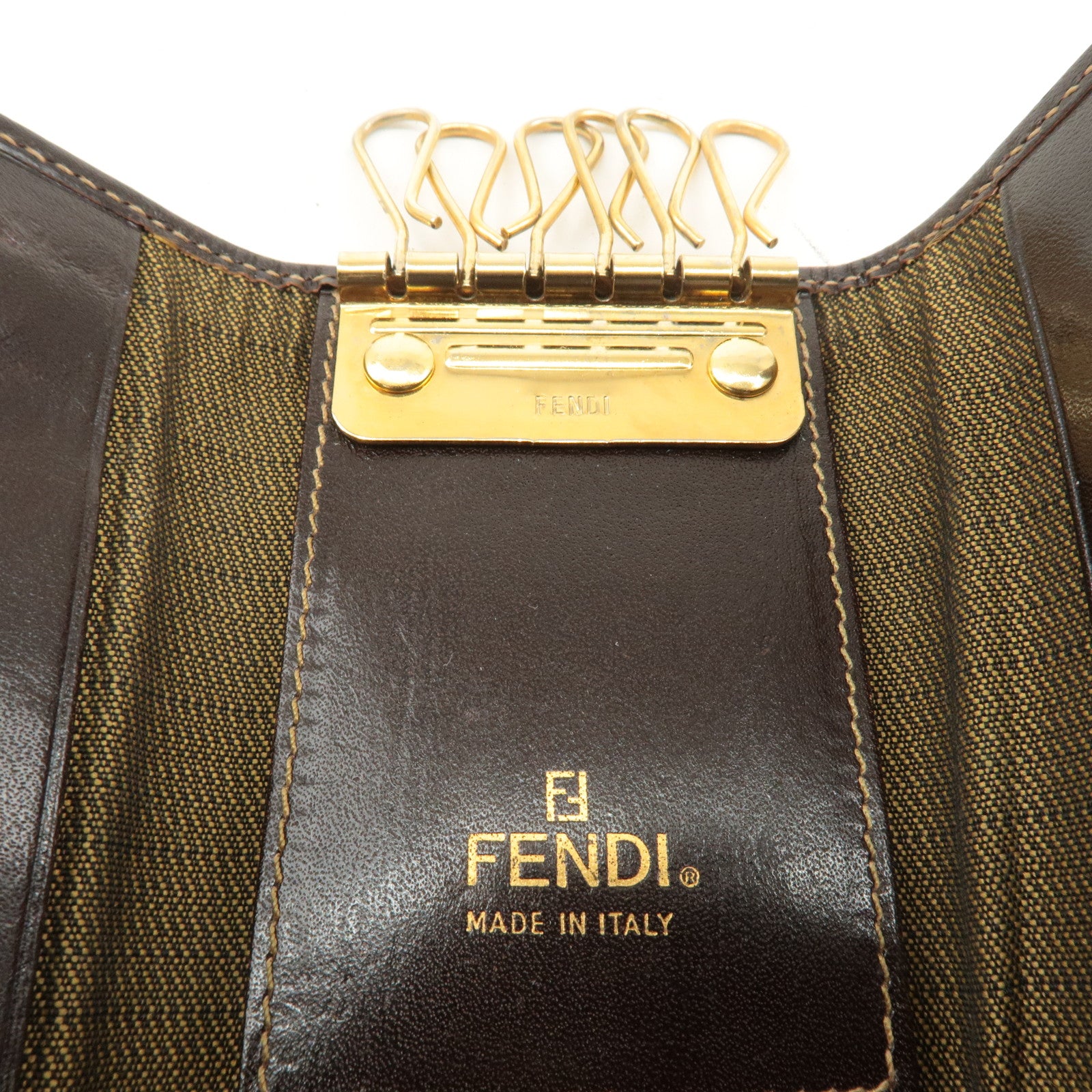 FENDI Zucca Set of 2 Canvas Leather 6 Hook Key Case 10163