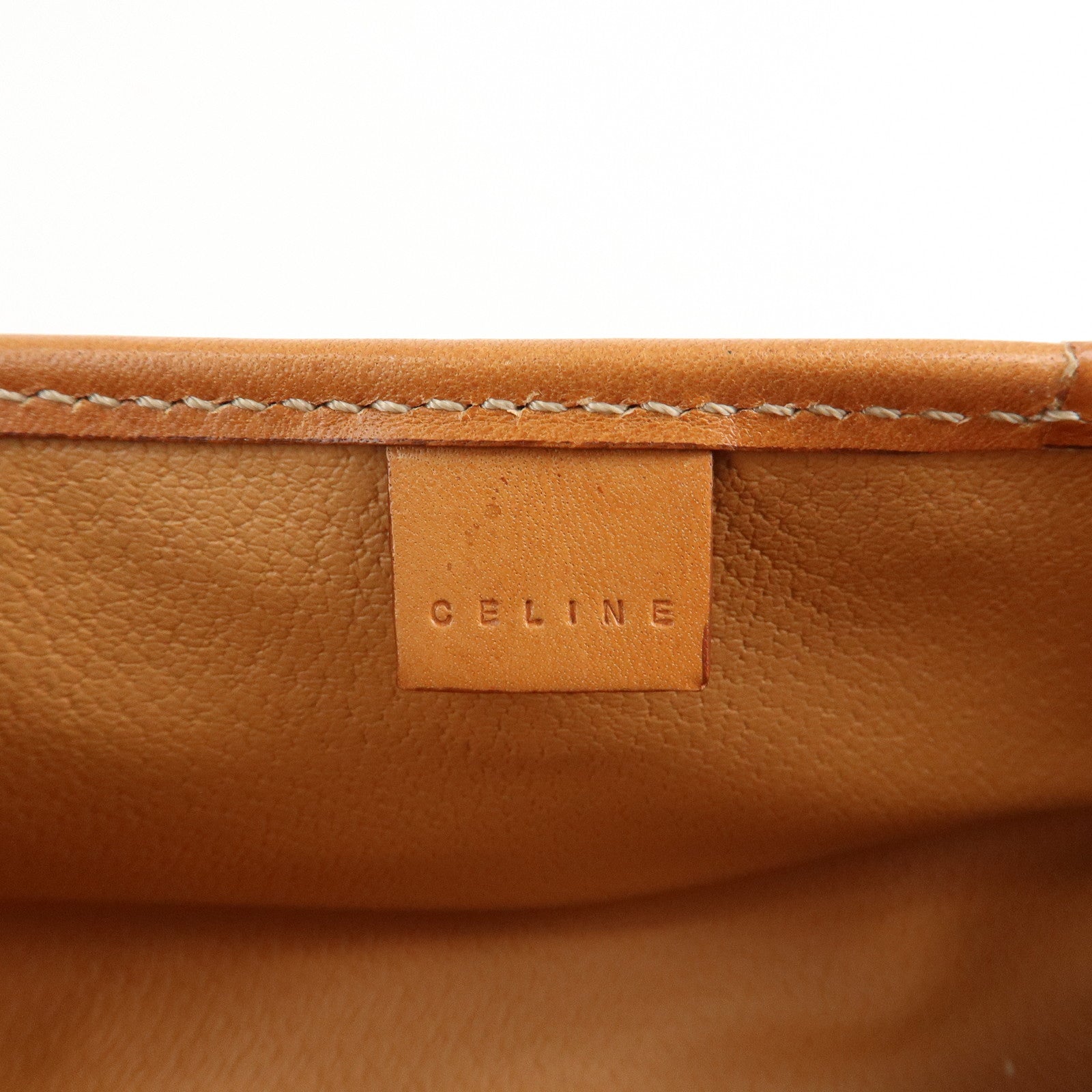 CELINE Macadam PVC Leather Pouch Cosmetic Pouch Brown