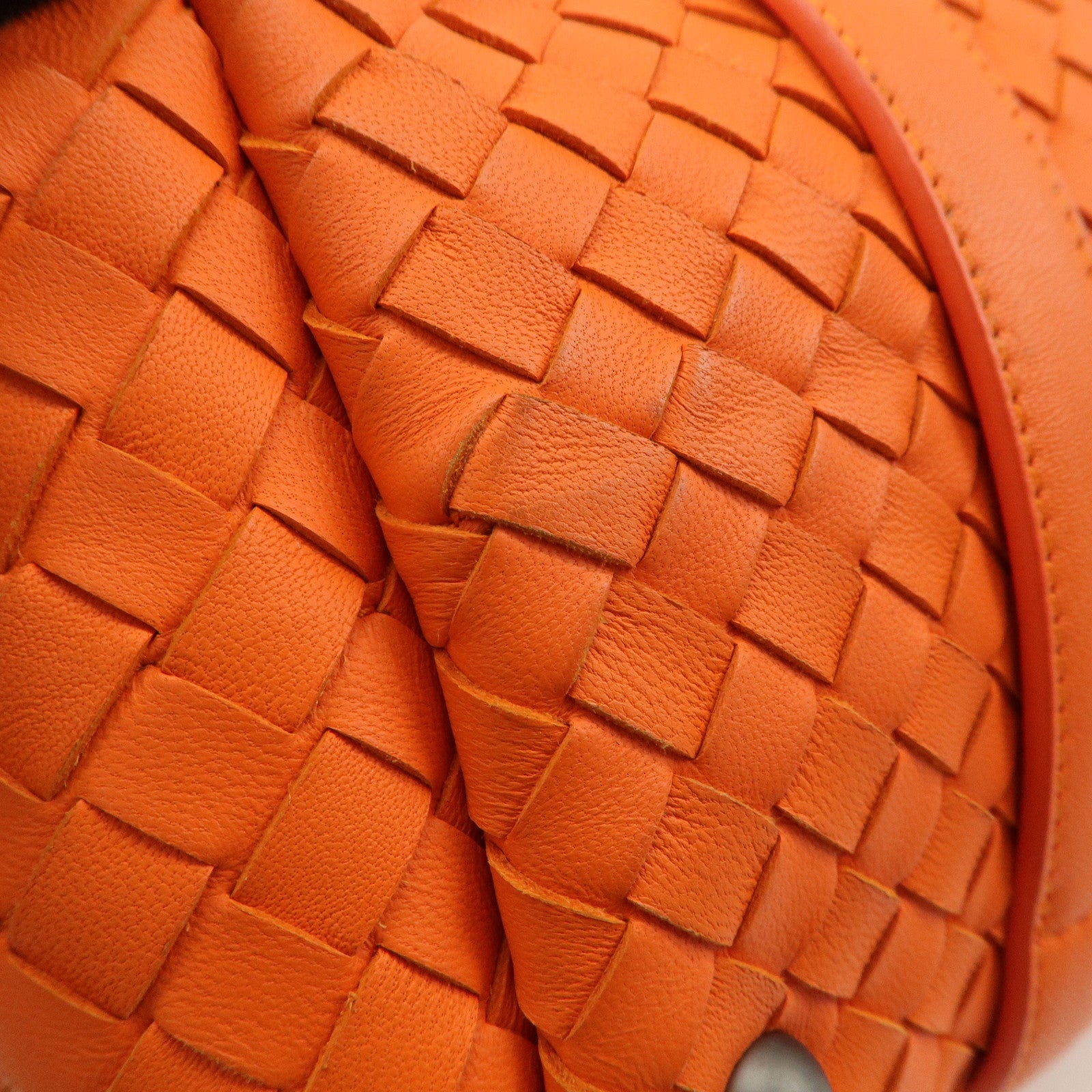 BOTTEGA VENETA Intrecciato Leather Boston Bag Hand Bag Orange