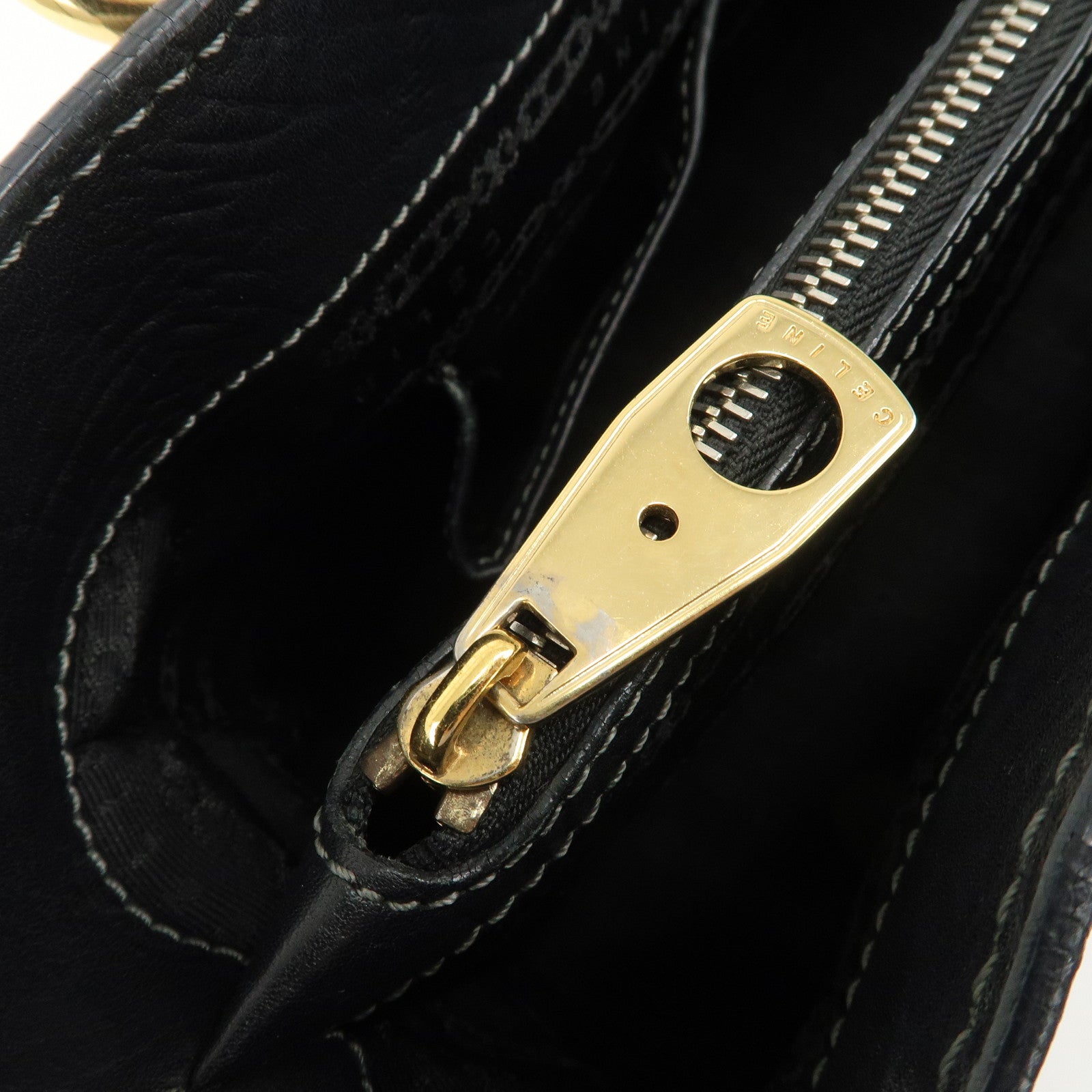 CELINE Leather Boogie Bag Hand Bag Black