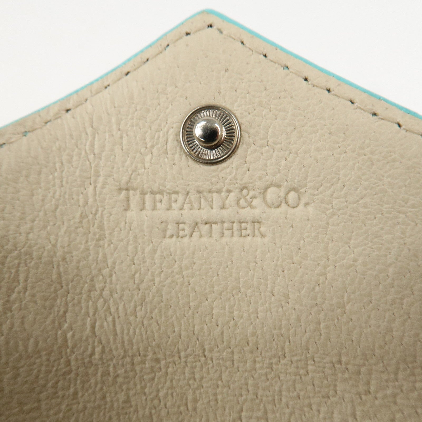 Tiffany&Co. Patent Leather Card Case Card Holder Blue Used