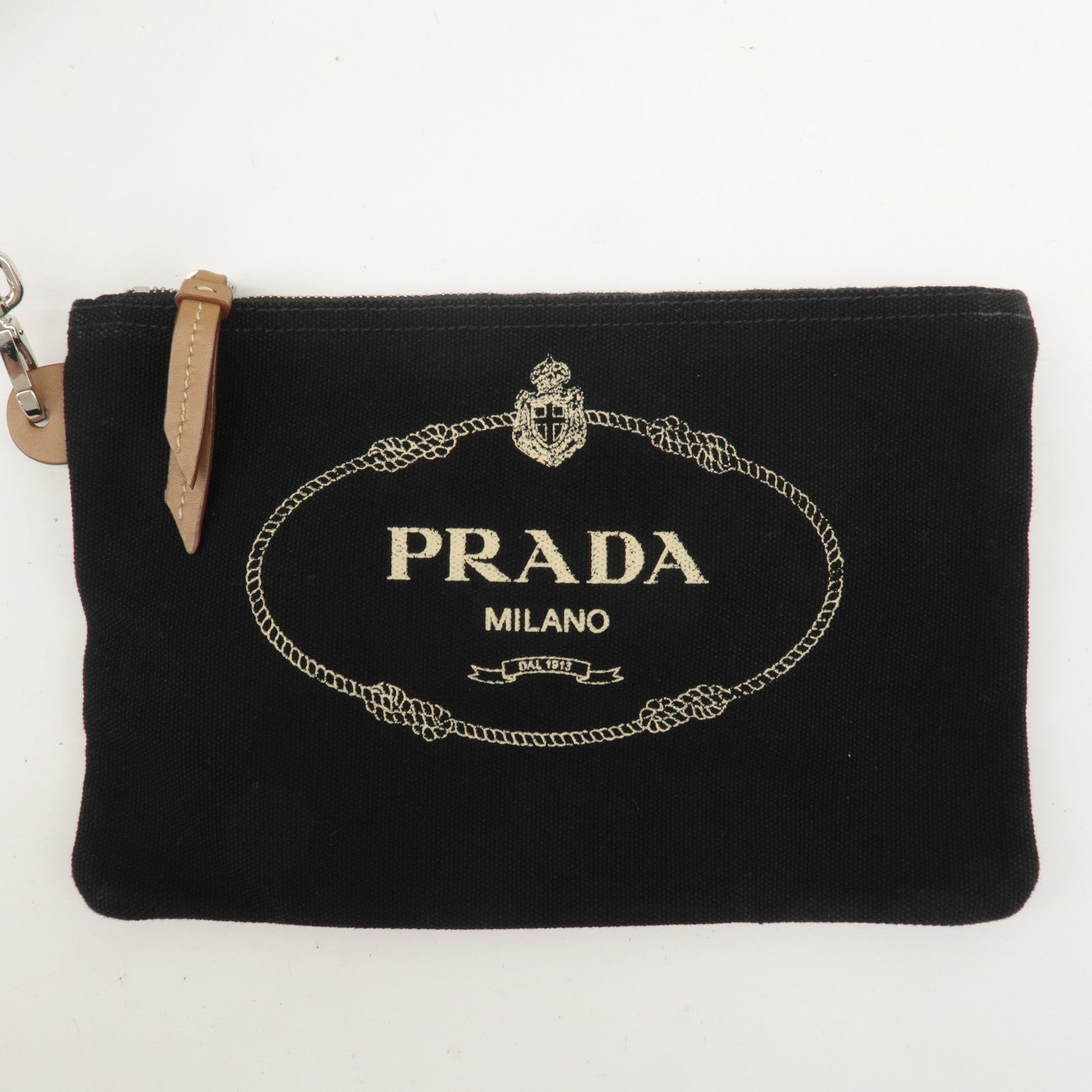 PRADA Logo Canapa Canvas Leather 2Way Bucket Bag Black 1BG163