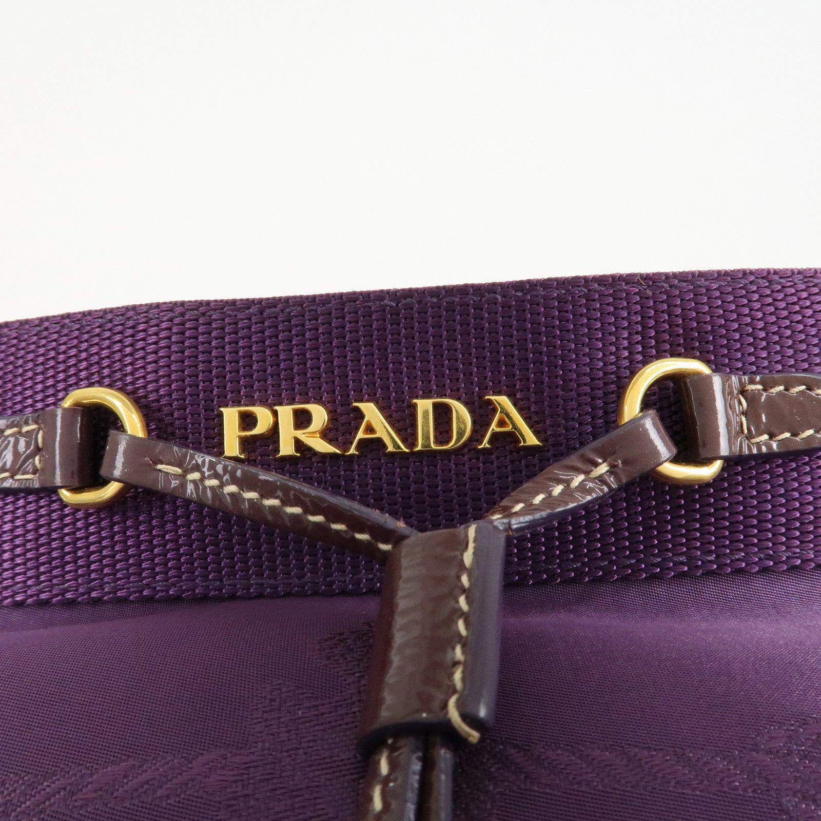 PRADA Logo Jacquard Nylon Patent Leather Shoulder Bag BT0702 Used