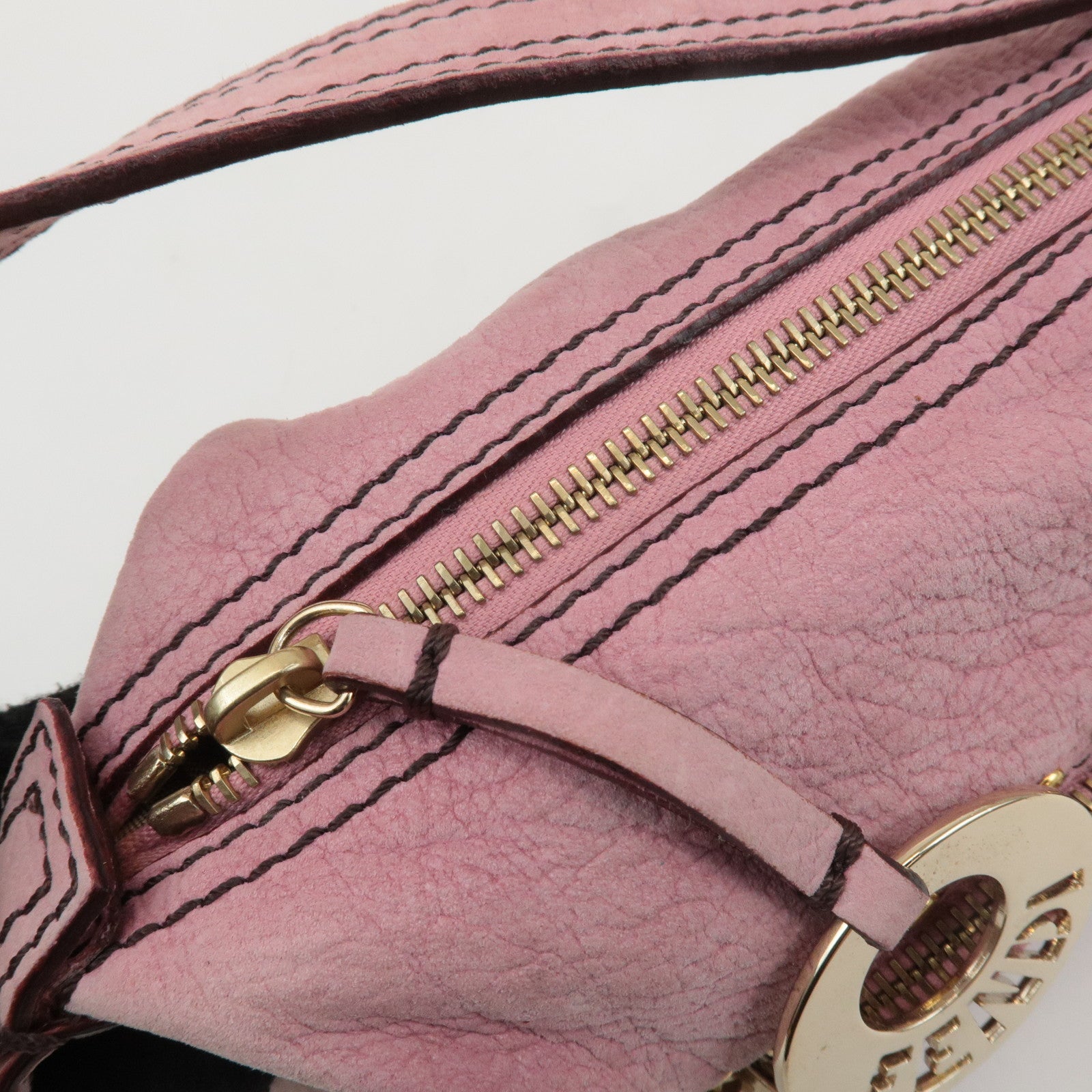 FENDI Leather Shoulder Bag Hand Bag Pink 8BR464