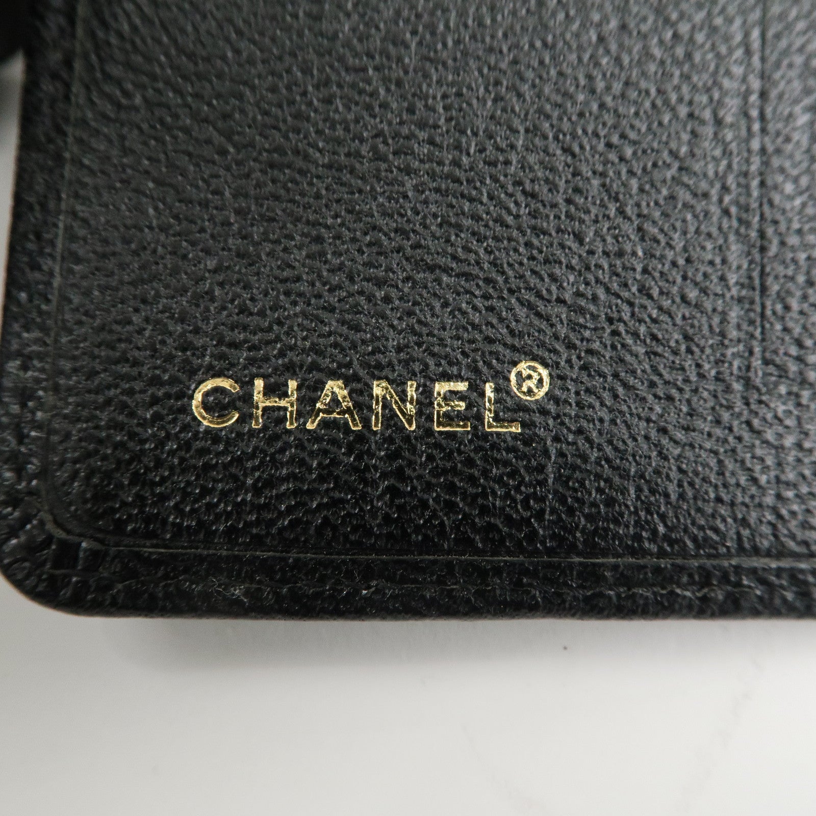 CHANEL Leather COCO Mark Bi-fold Card Case Black