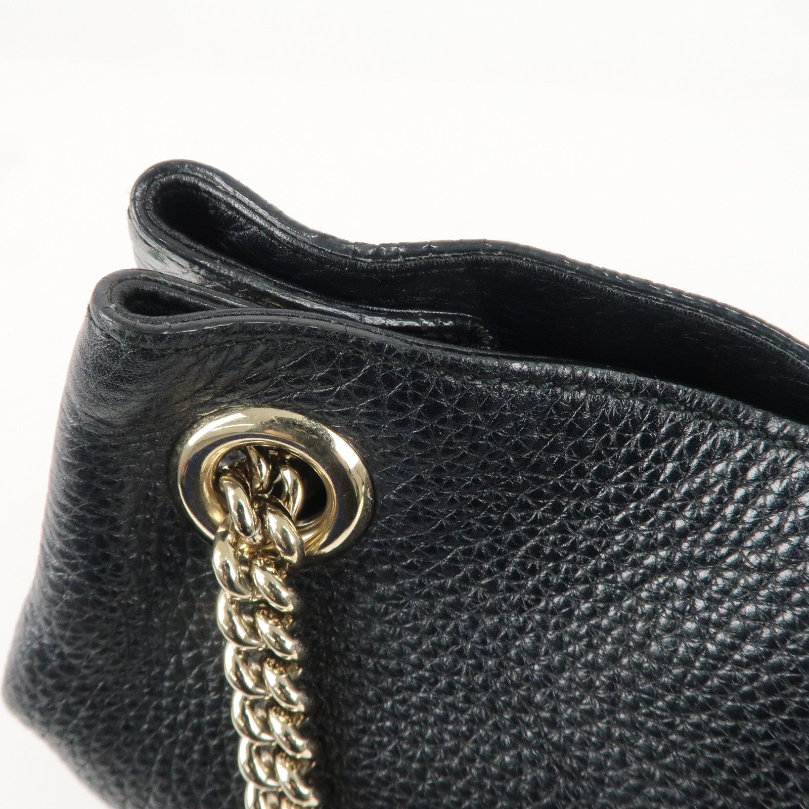 GUCCI Soho Leather Chain Shoulder Bag Black 308982