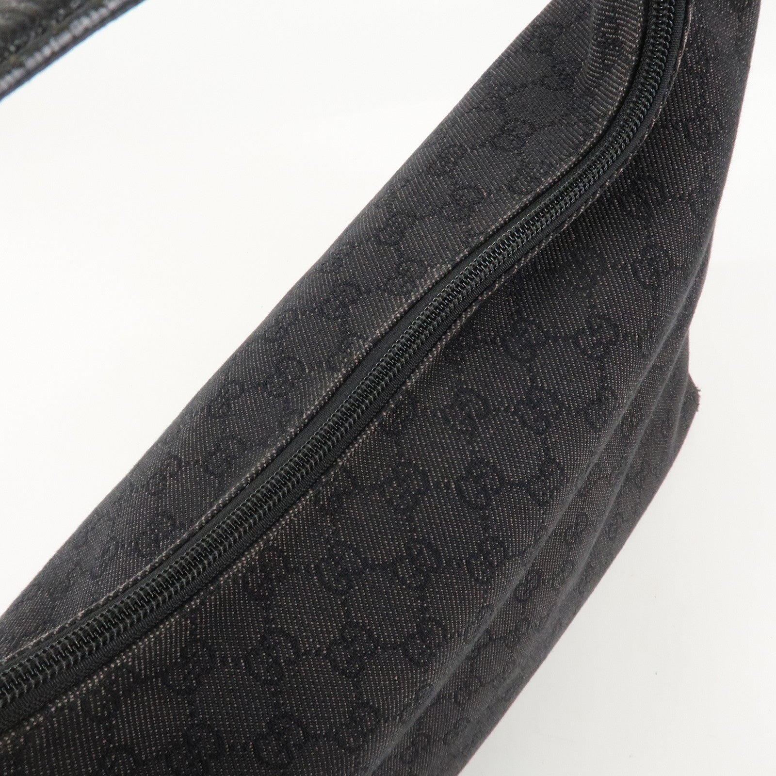 GUCCI GG Canvas Leather Shoulder Bag Hand Bag Black 257279 Used