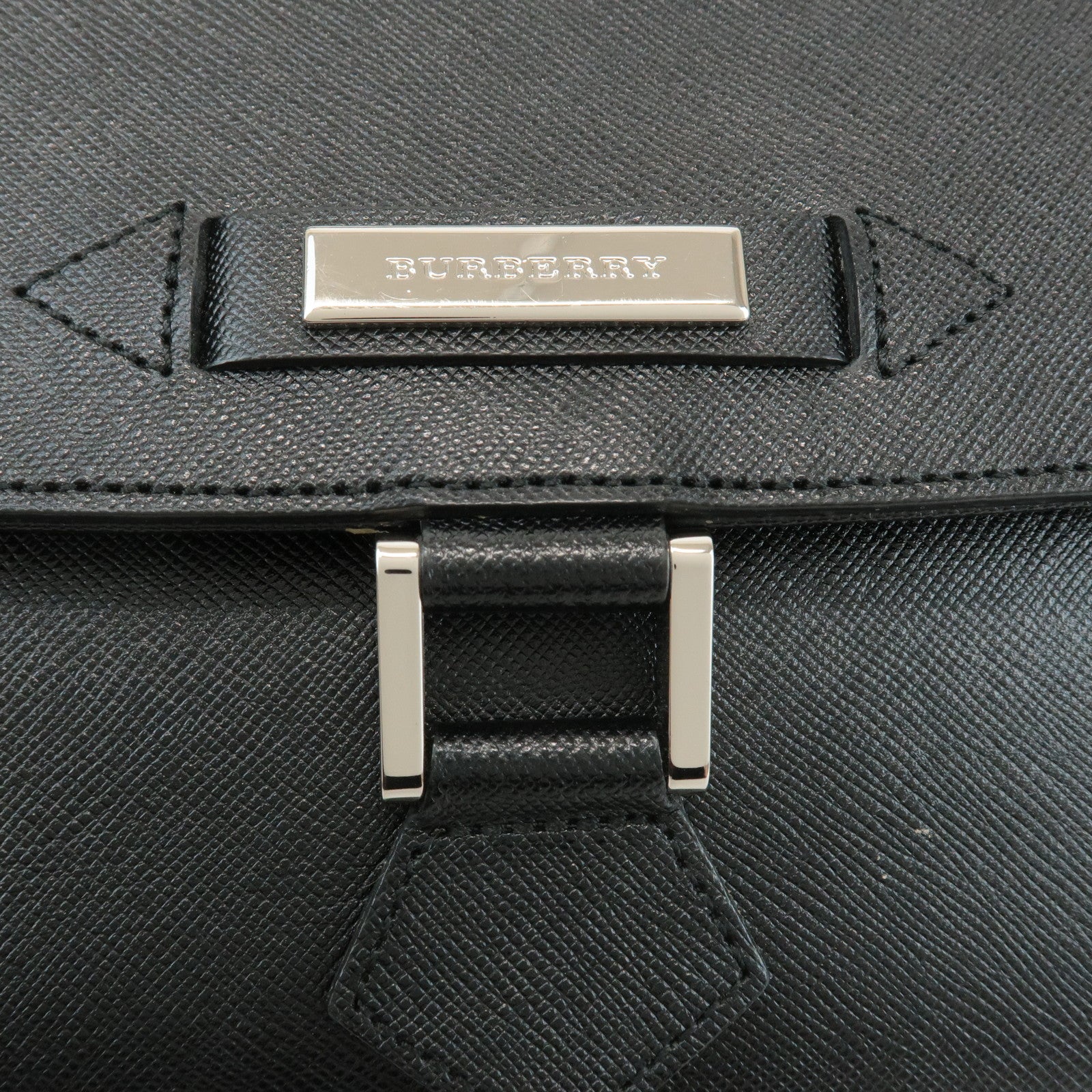 BURBERRY Leather Shoulder Bag Hand Bag Black Silver Hardware