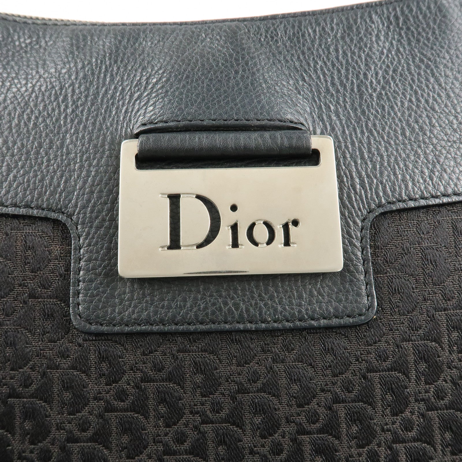 Chiristian Dior Trotter Canvas Leather Shoulder Bag Black Used