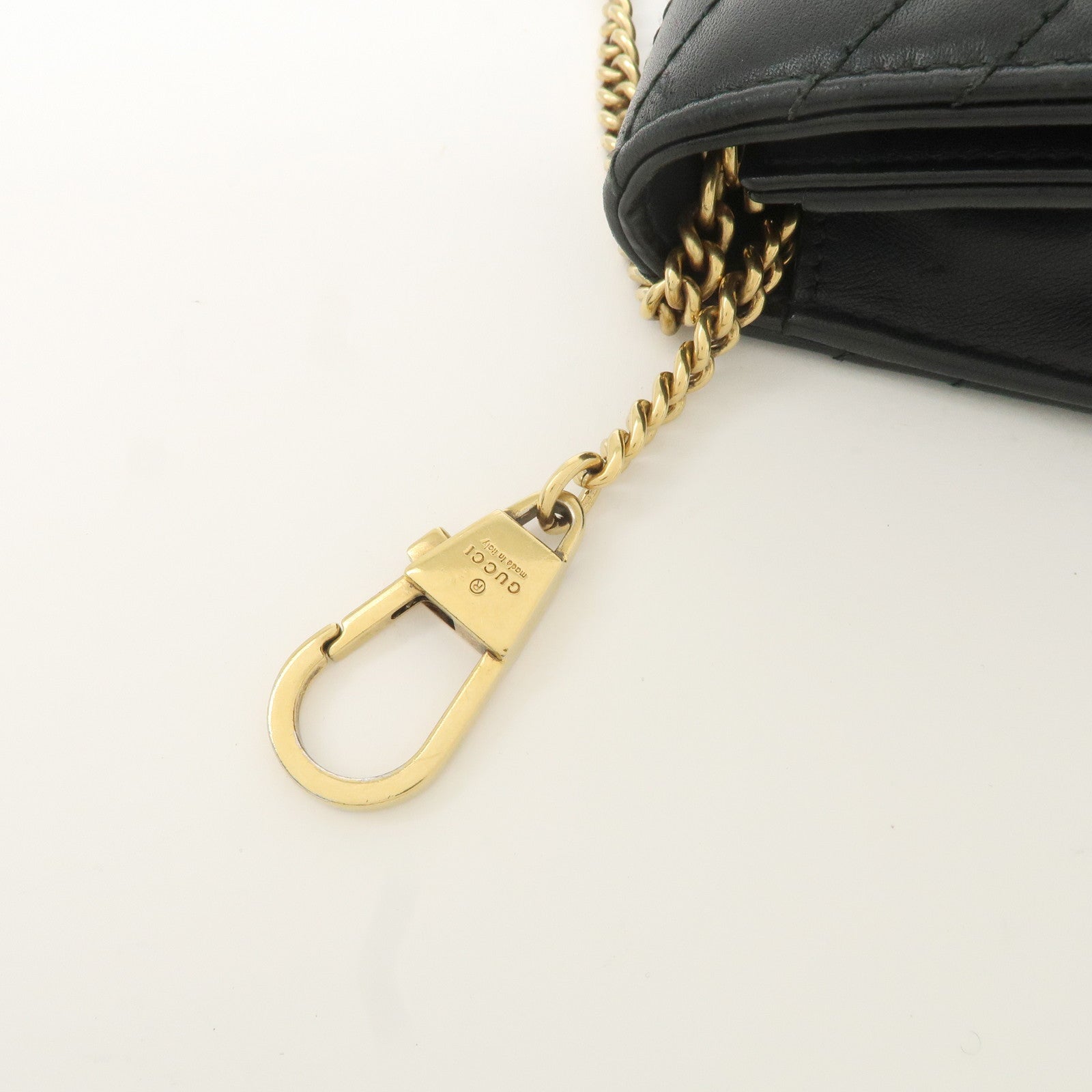 GUCCI GG Marmont Leather Chain Shoulder Bag Black 488426 Used