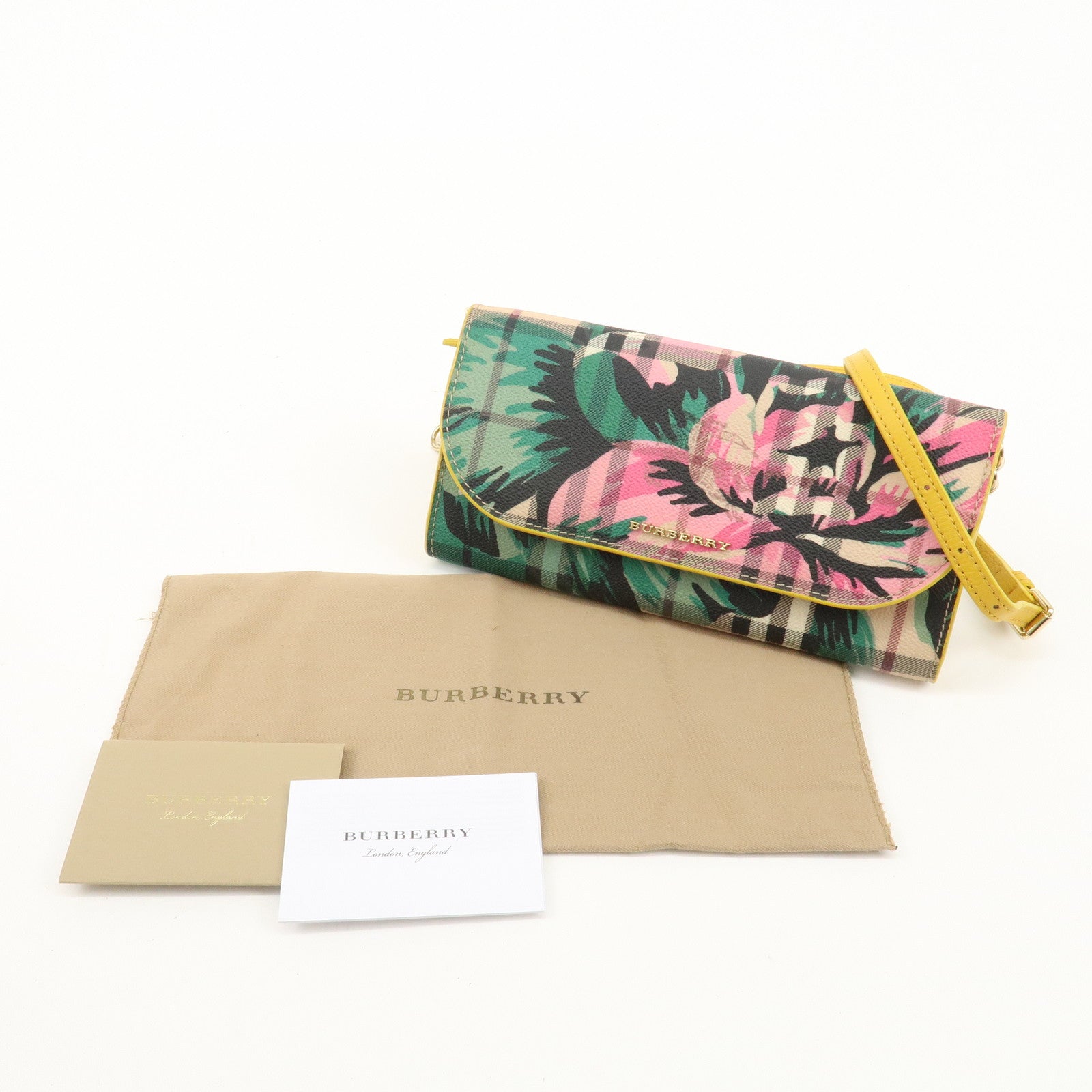 BURBERRY PVC Leather Chain Wallet Multi Color