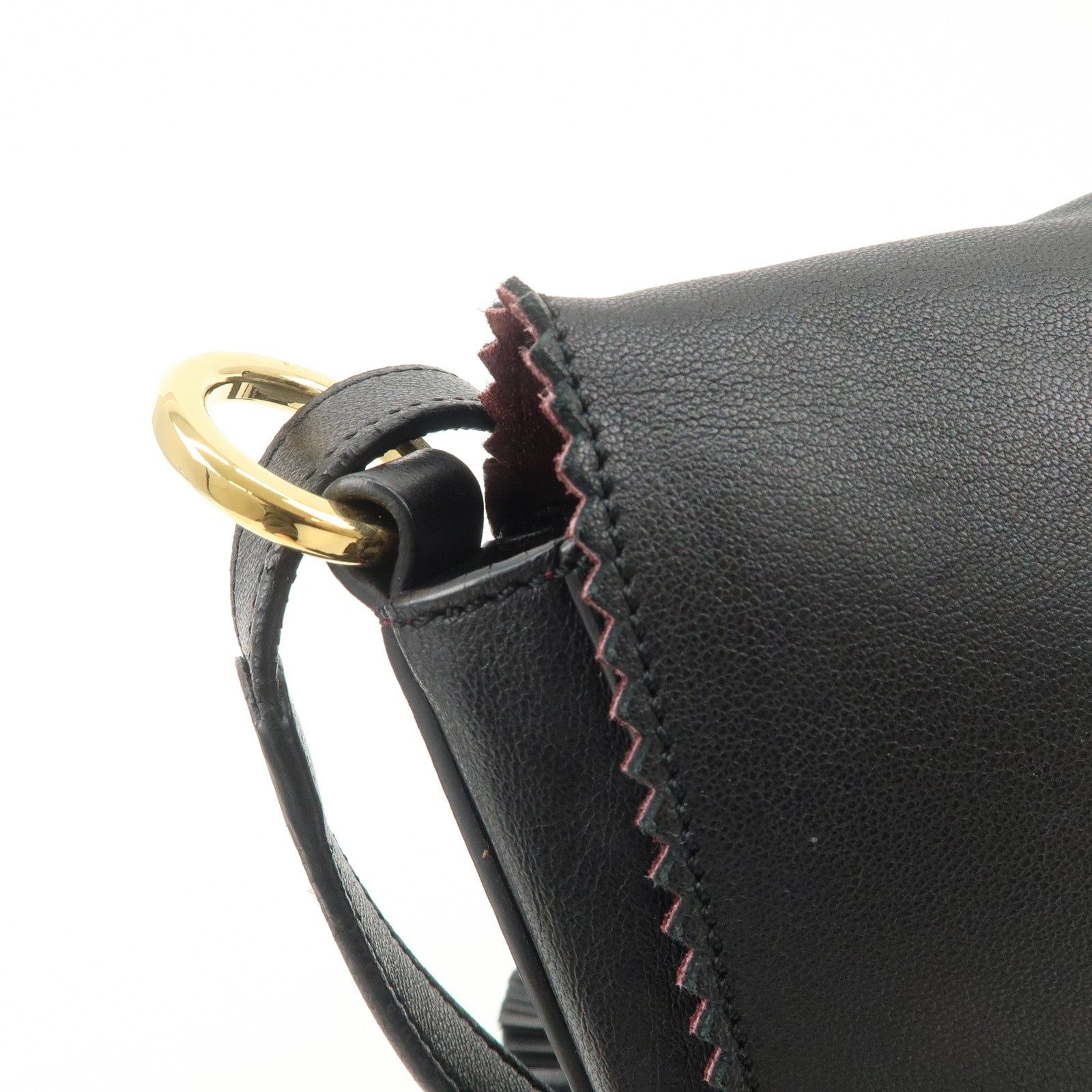 LOEWE Anagram Leather Tassel 2Way Shoulder Bag  Black 315.82.E29