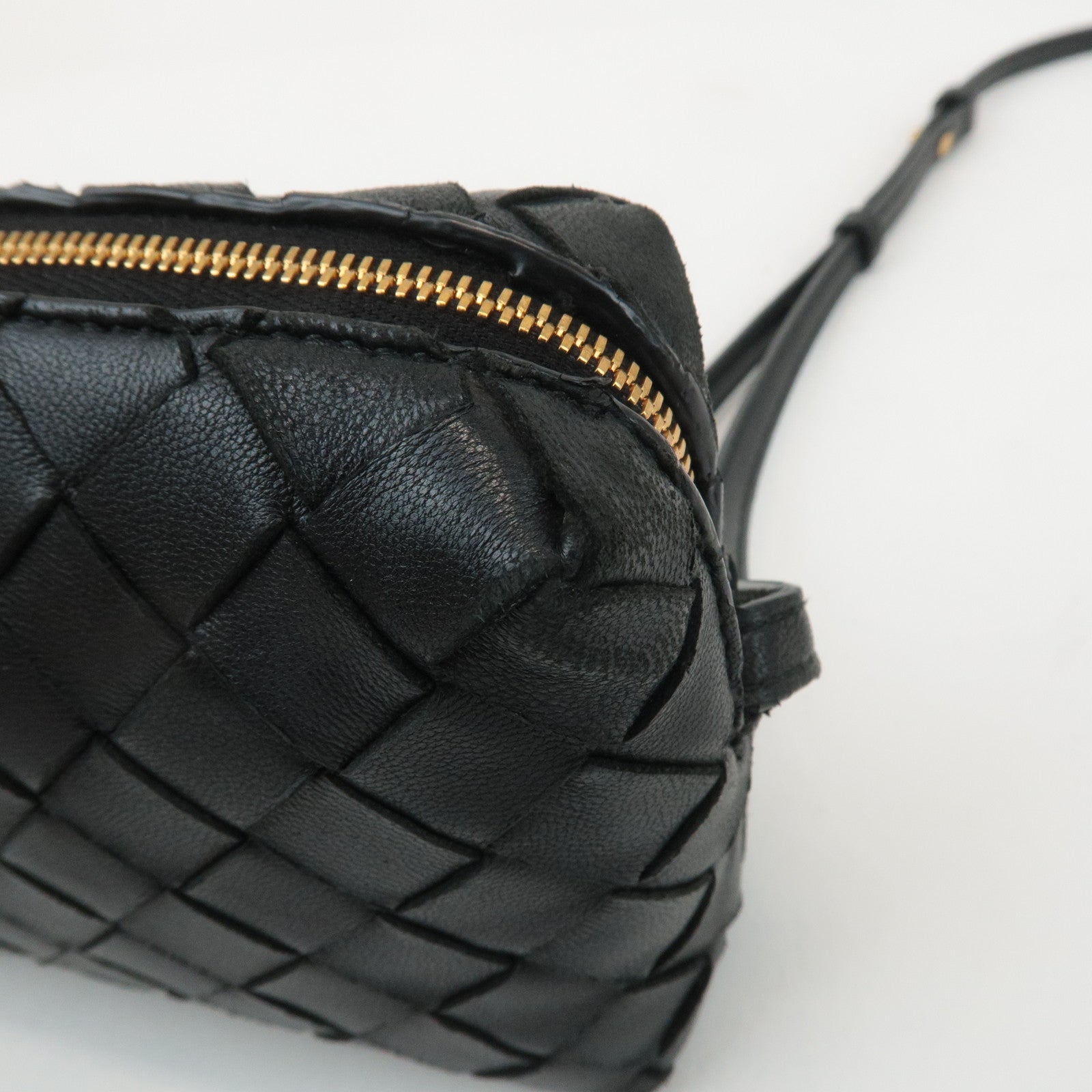 BOTTEGA VENETA Intrecciato Leather Shoulder Bag Black