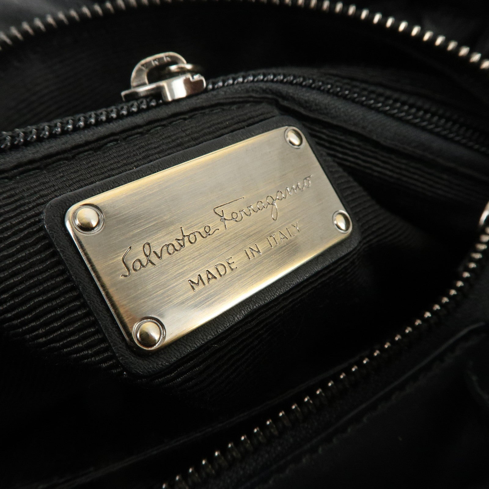 Salvatore Ferragamo Leather Hand Bag Black