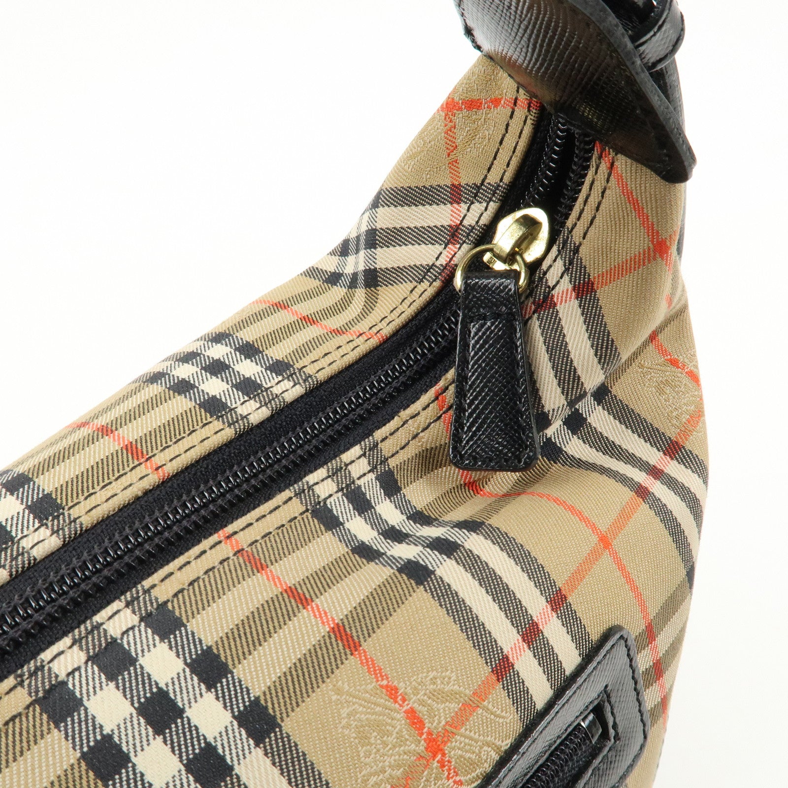 BURBERRY Burberrys Nova Plaid Canvas Leather Shoulder Bag