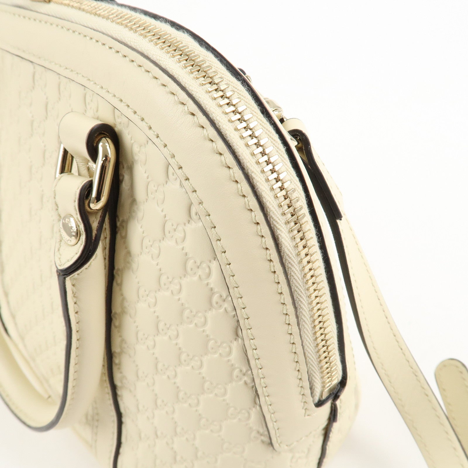 GUCCI Micro Guccissima Leather 2WAY Bag Hand Bag Ivory 449654