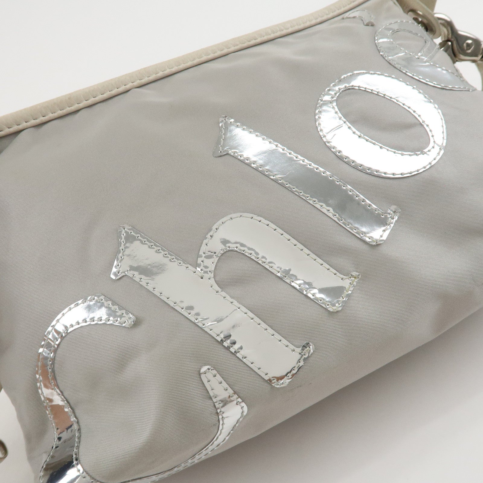 Chloe 2Way Nylon Leather Bag Shoulder Bag Light Gray White