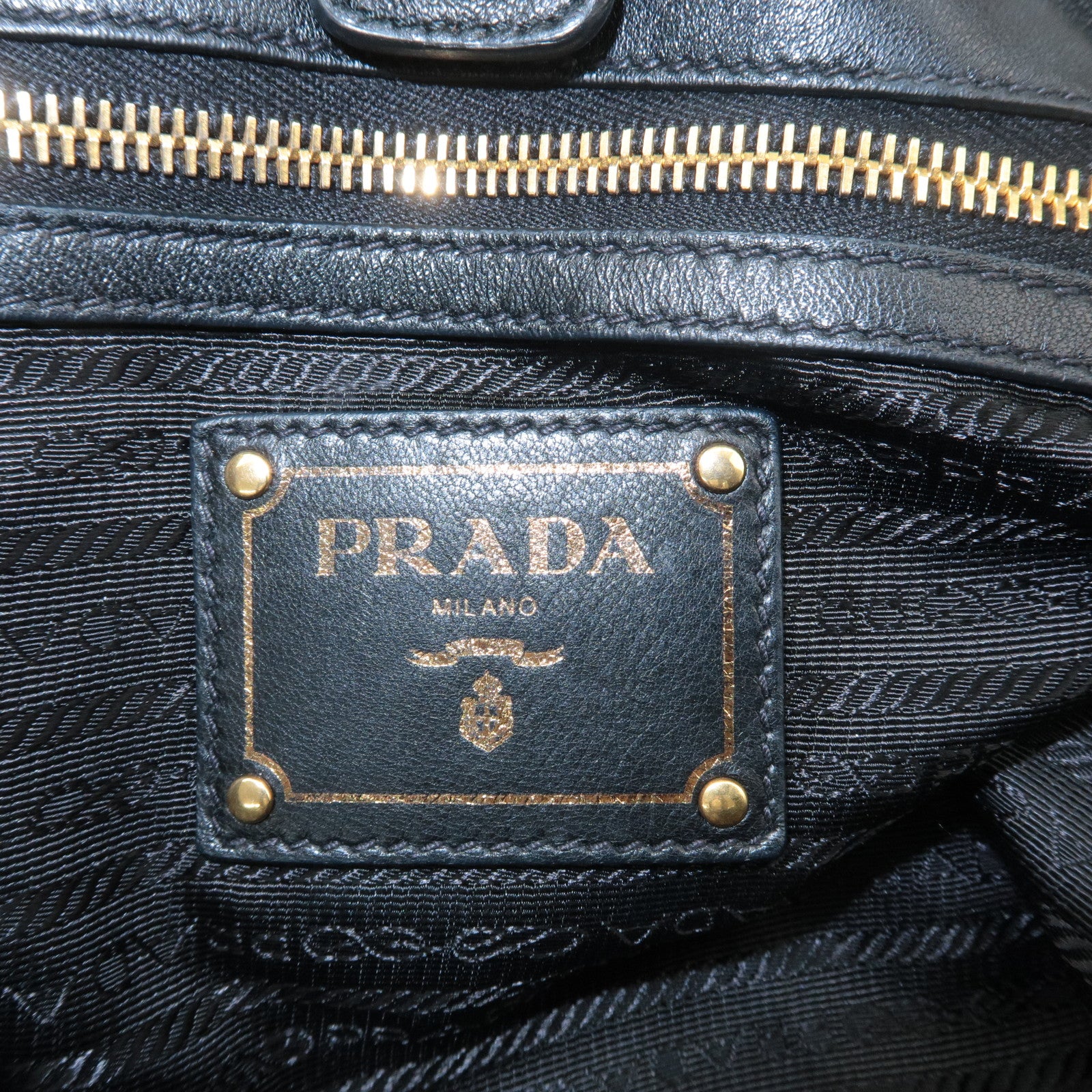 PRADA Nylon Leather Chain Tote Bag Hand Bag Black