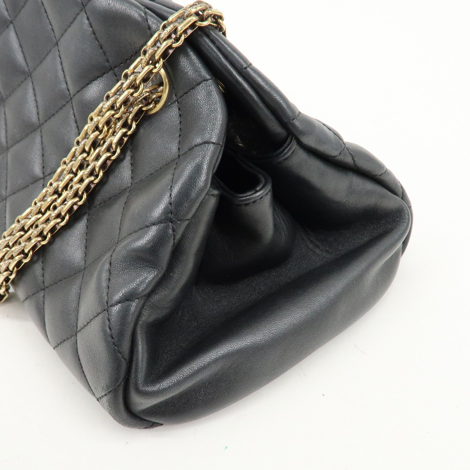 CHANEL Matelasse Lamb Skin Mademoiselle Bowling Bag Black